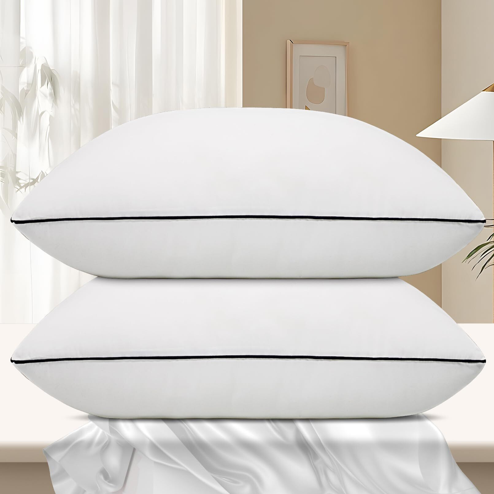 Vorouhals Hotel Collection Bed Pillows For Sleeping 2 Pack Standard Size Cooling Pillows Set Of 2 For Back  Stomach Or Side Sleepers  Super Soft Down Alternative Microfiber Filled Pillows