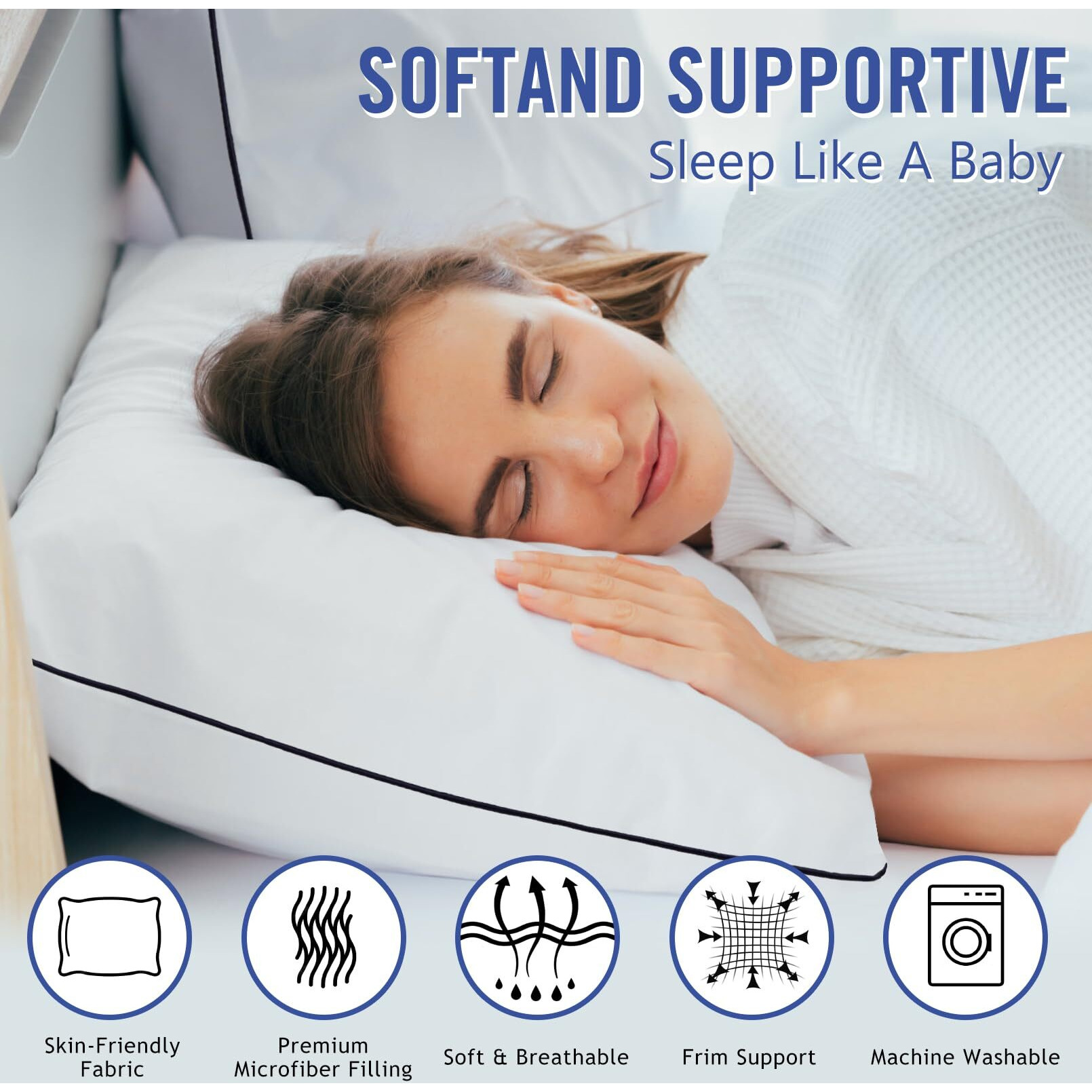Vorouhals Hotel Collection Bed Pillows For Sleeping 2 Pack Standard Size Cooling Pillows Set Of 2 For Back  Stomach Or Side Sleepers  Super Soft Down Alternative Microfiber Filled Pillows
