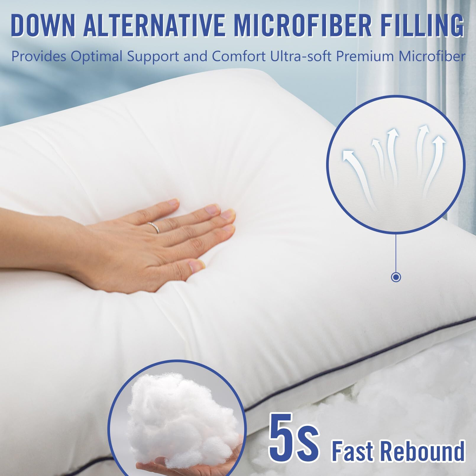 Vorouhals Hotel Collection Bed Pillows For Sleeping 2 Pack Standard Size Cooling Pillows Set Of 2 For Back  Stomach Or Side Sleepers  Super Soft Down Alternative Microfiber Filled Pillows