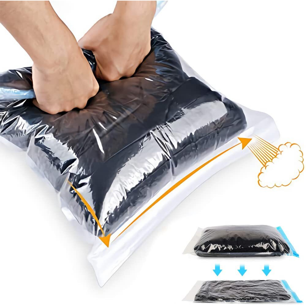 Compression Bags - Travel Accessories - 10 Pack Space Saver Bags - No Vacuum Or Pump Needed - Vacuum Storage Bags For Travel Essentials - Home Packing-Organizers (Blue)