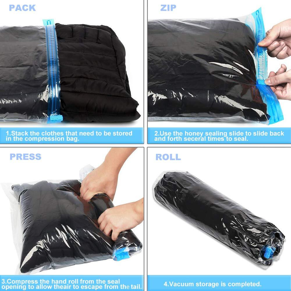Compression Bags - Travel Accessories - 10 Pack Space Saver Bags - No Vacuum Or Pump Needed - Vacuum Storage Bags For Travel Essentials - Home Packing-Organizers (Blue)