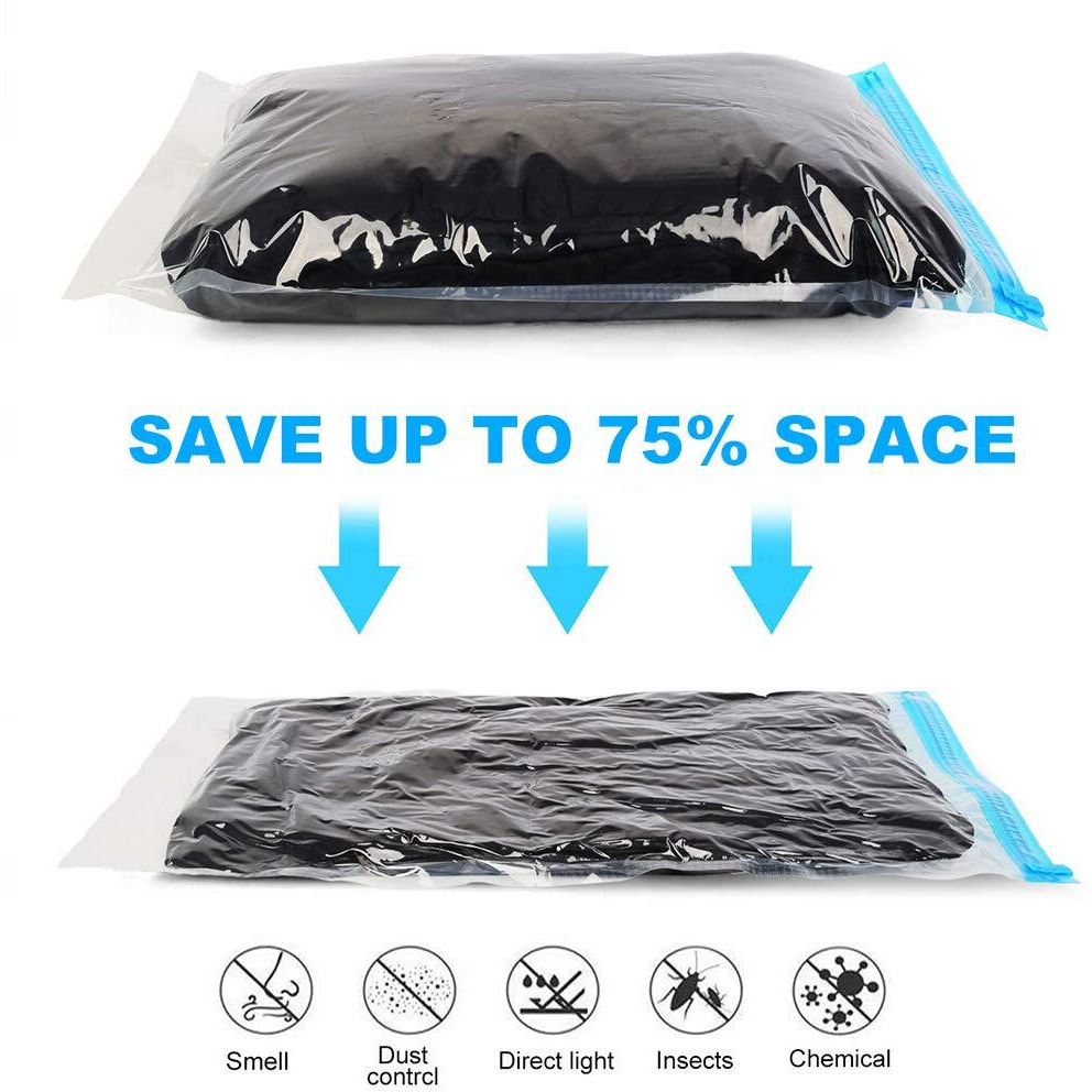 Compression Bags - Travel Accessories - 10 Pack Space Saver Bags - No Vacuum Or Pump Needed - Vacuum Storage Bags For Travel Essentials - Home Packing-Organizers (Blue)