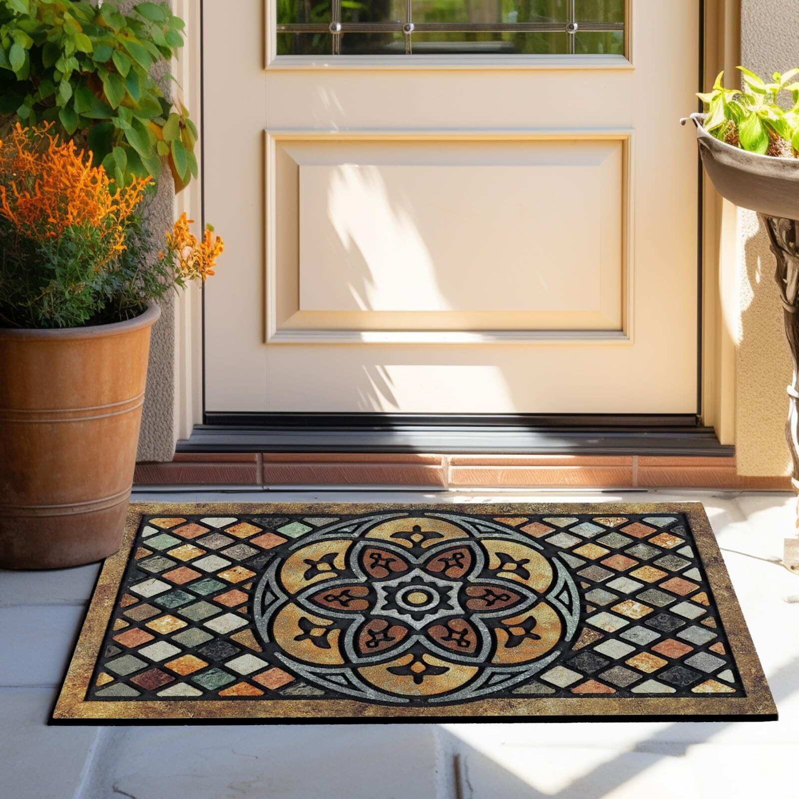 Chichic Door Mat Welcome Mat 24 X 36 Inch Front Door Mat Outdoors For Home Entrance Outdoors Mat For Outside Entry Way Doormat Entry Rugs  Heavy Duty Non Slip Rubber Back Low Profile  Petal