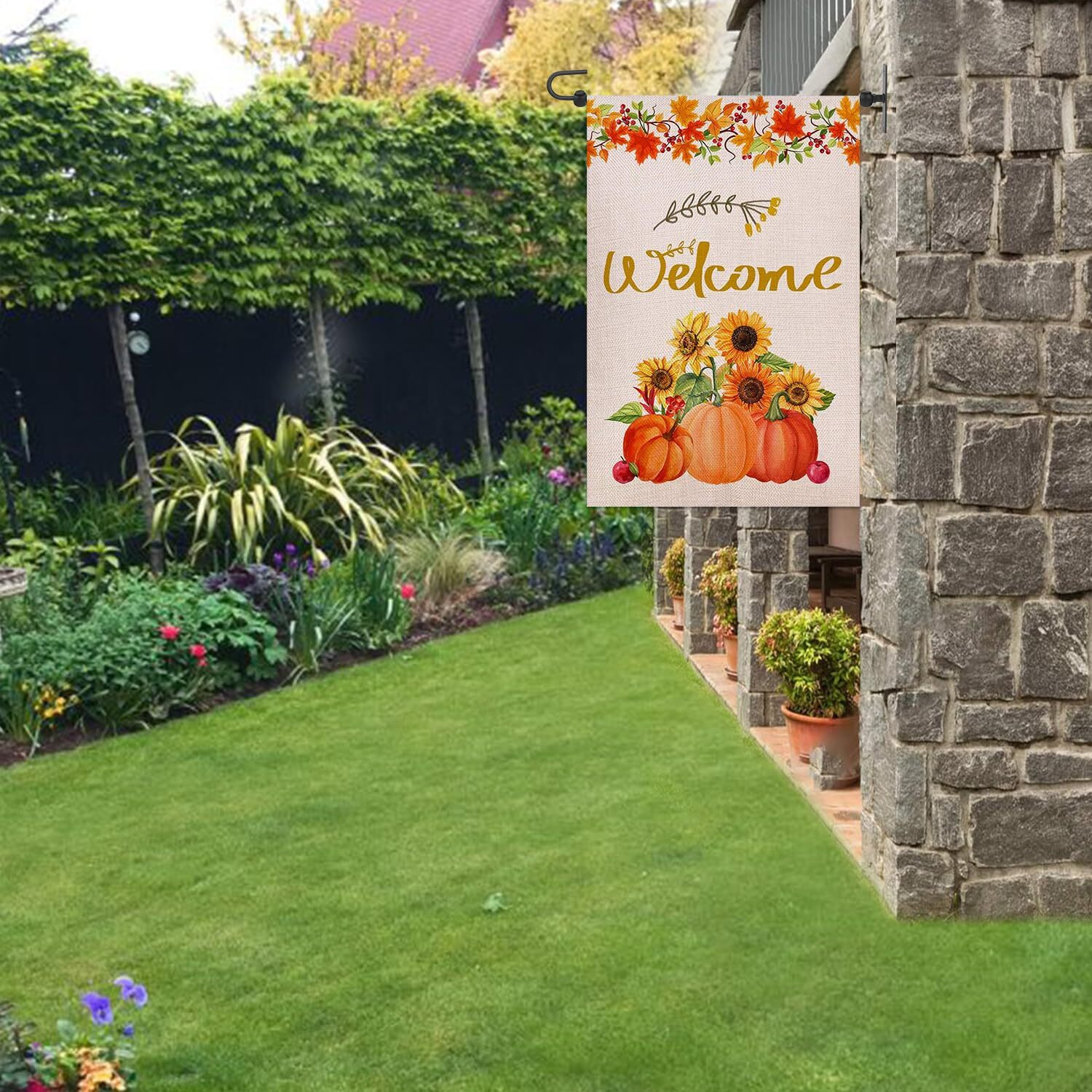 Monalife Wall Garden Flag Stand  Garden Flag Holder For Mailbox Post Metal Yard Flag Scroll Hanger For Outside Garden Flag Wall Hanger For Mini&Small Flag 12X18 With Stopper- Easy Mounting