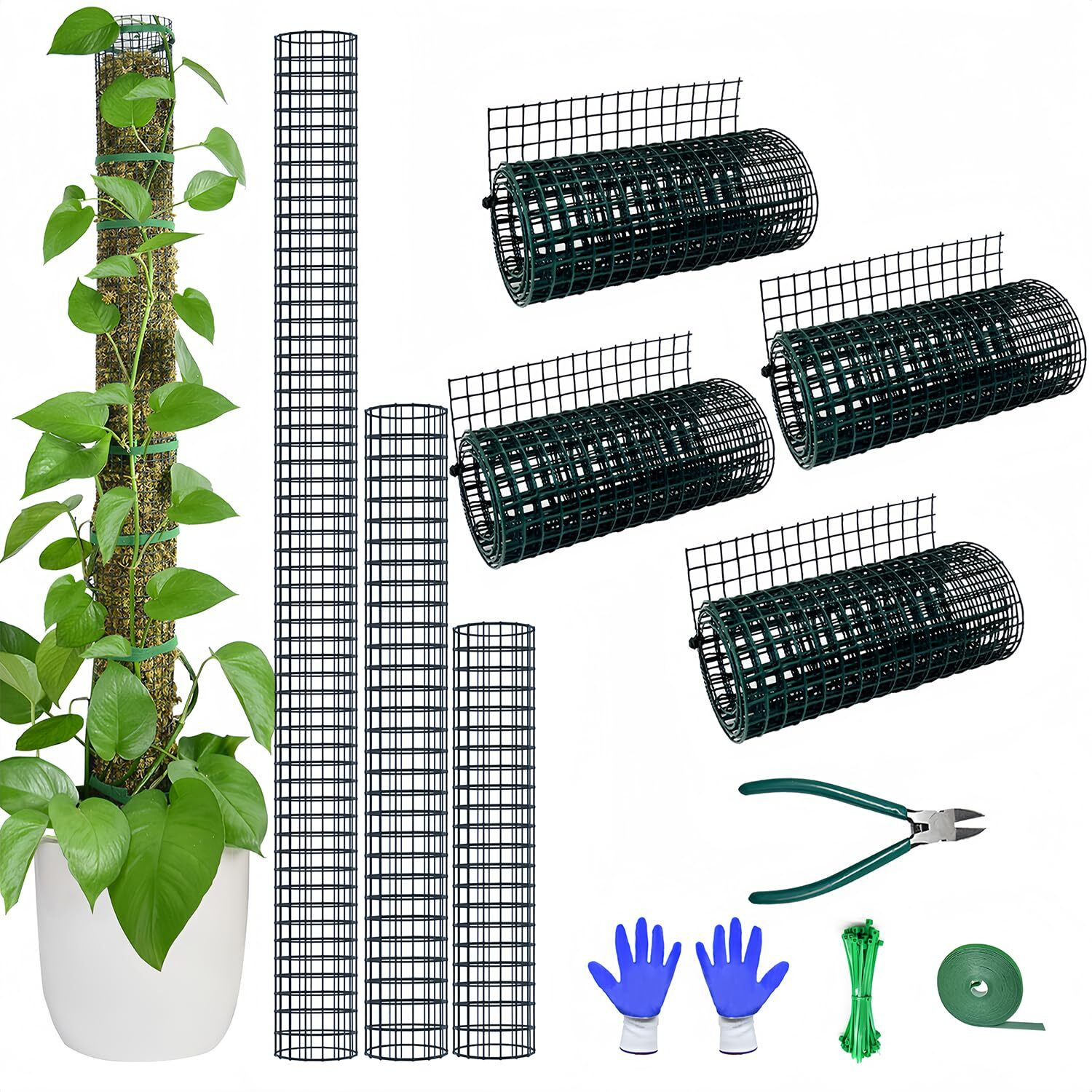 Chicarry Moss Pole Diy Kit  13.2Ft Metal Moss Pole For Plants Monstera  4Pcs 8.3In3.3Ft Steel Moss Pole Mesh With Plier  Cable Ties  Sphagnum Moss Pole (13.2Ft Wire Mesh With Plier)