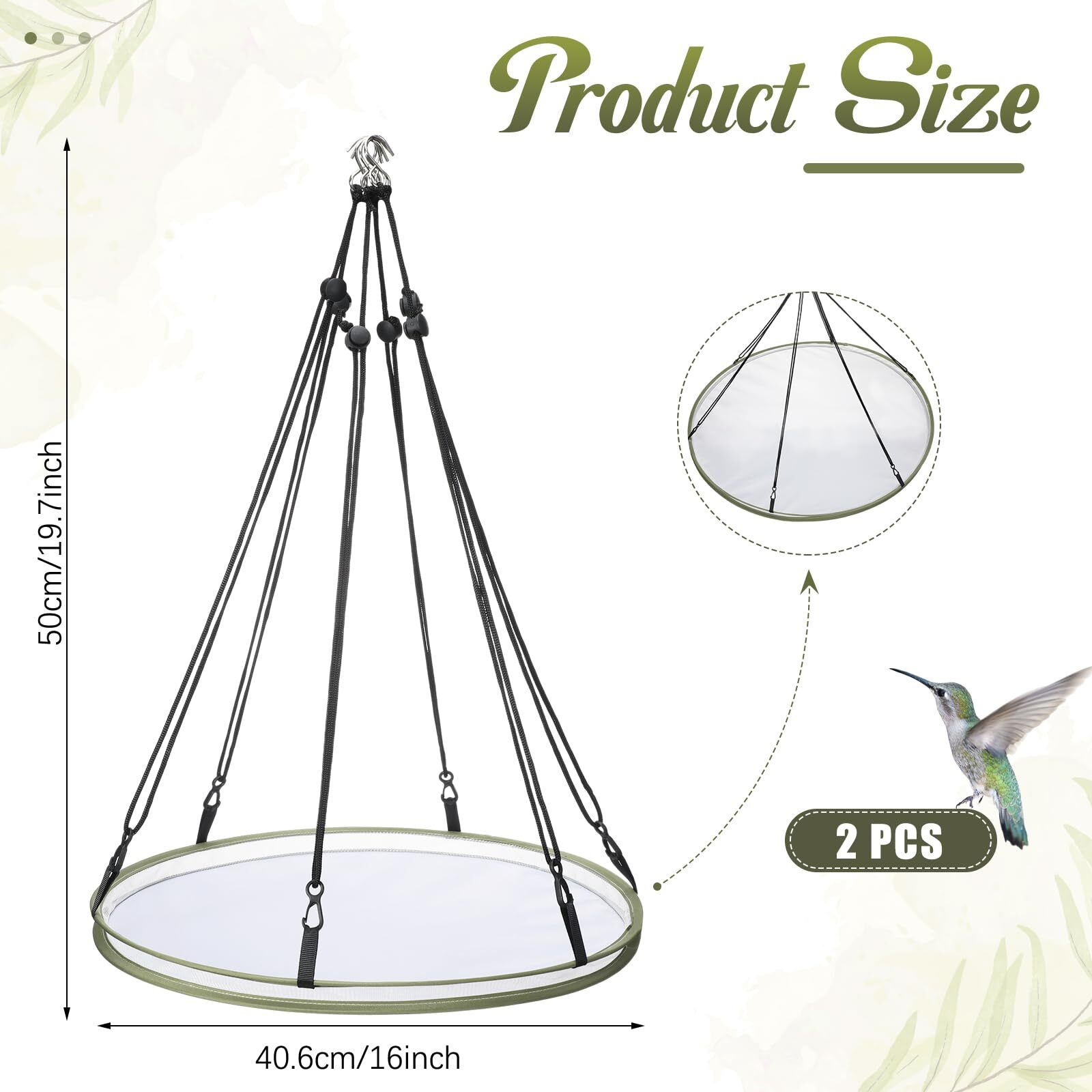 Foldtier 2 Pieces Universal Wild Bird Seed Catcher Hanging Seed Hoop Platform Bird Seed Catcher Bird Seed Catcher Tray For Hummingbird Feeders Bee Feeder Outdoor Garden Birdseed Accessories(16 Inch)
