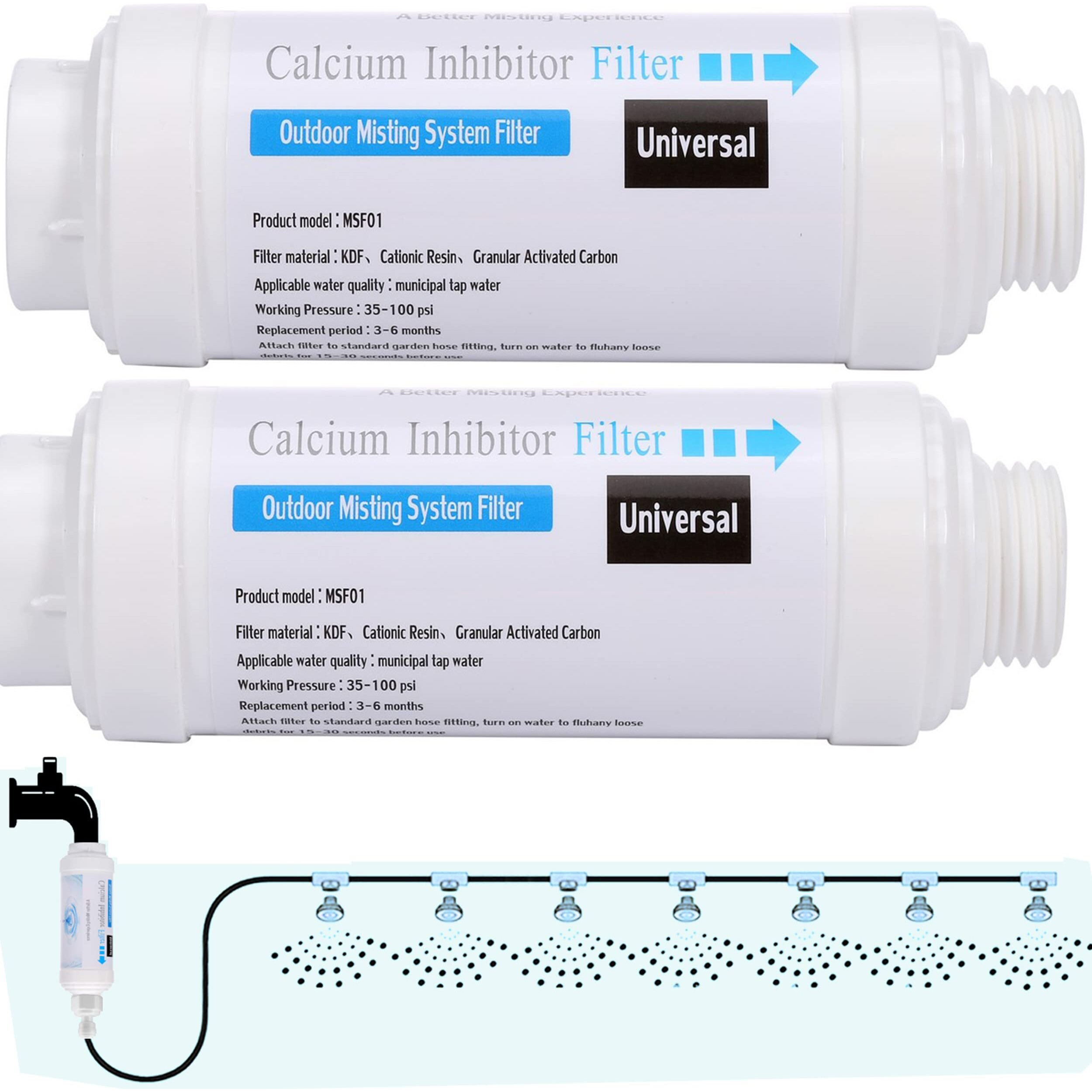 Mornajina 2 Pieces Calcium Inhibitor Filter  Outdoor Misting System Protector For Mist Nozzle  Preventing Scale Buildup From Clogging Up