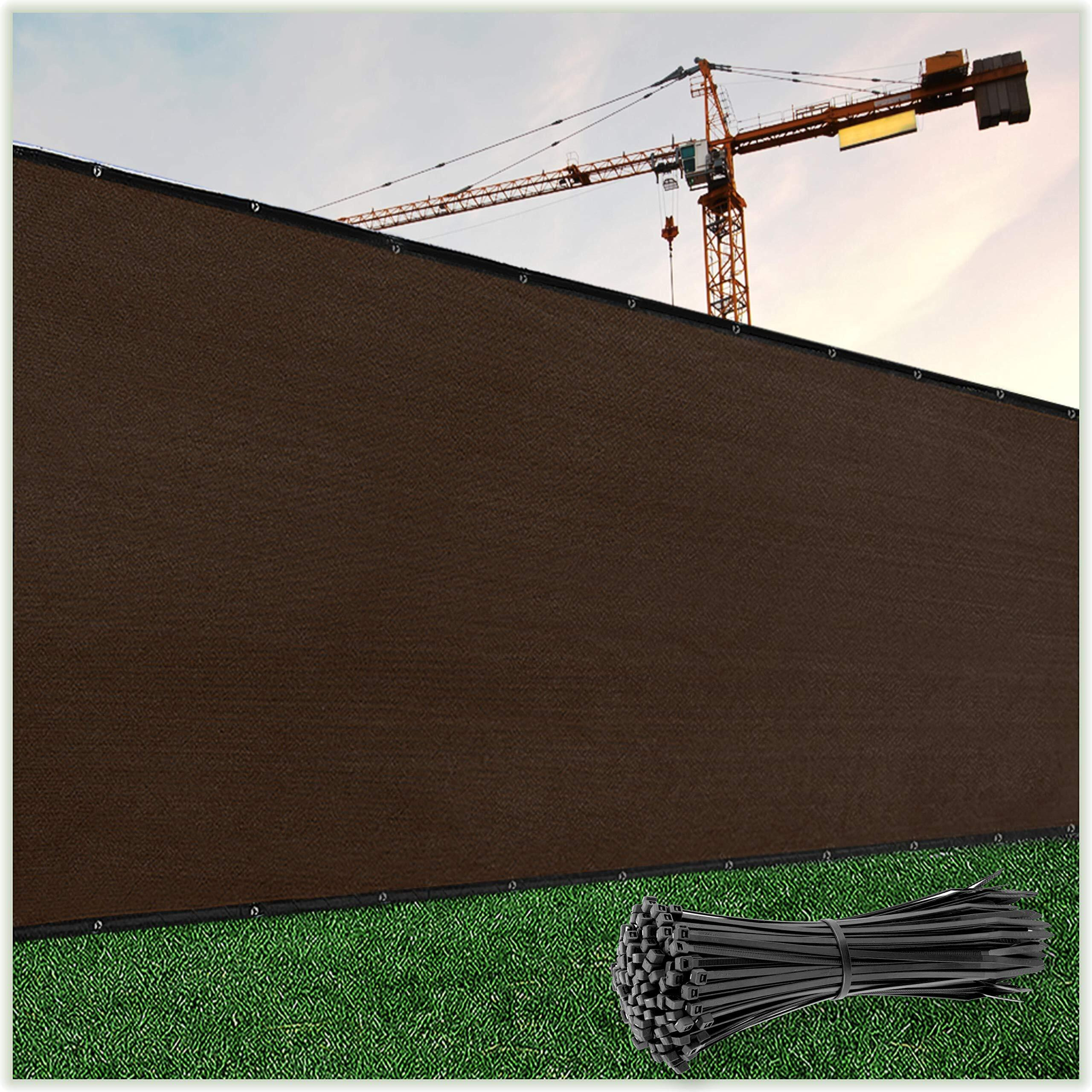 Colourtree Customized Size Fence Screen Privacy Screen Brown 4' X 100' - Commercial Grade 170 Gsm - Heavy Duty - 3 Years Warranty - Cable Zip Ties Included