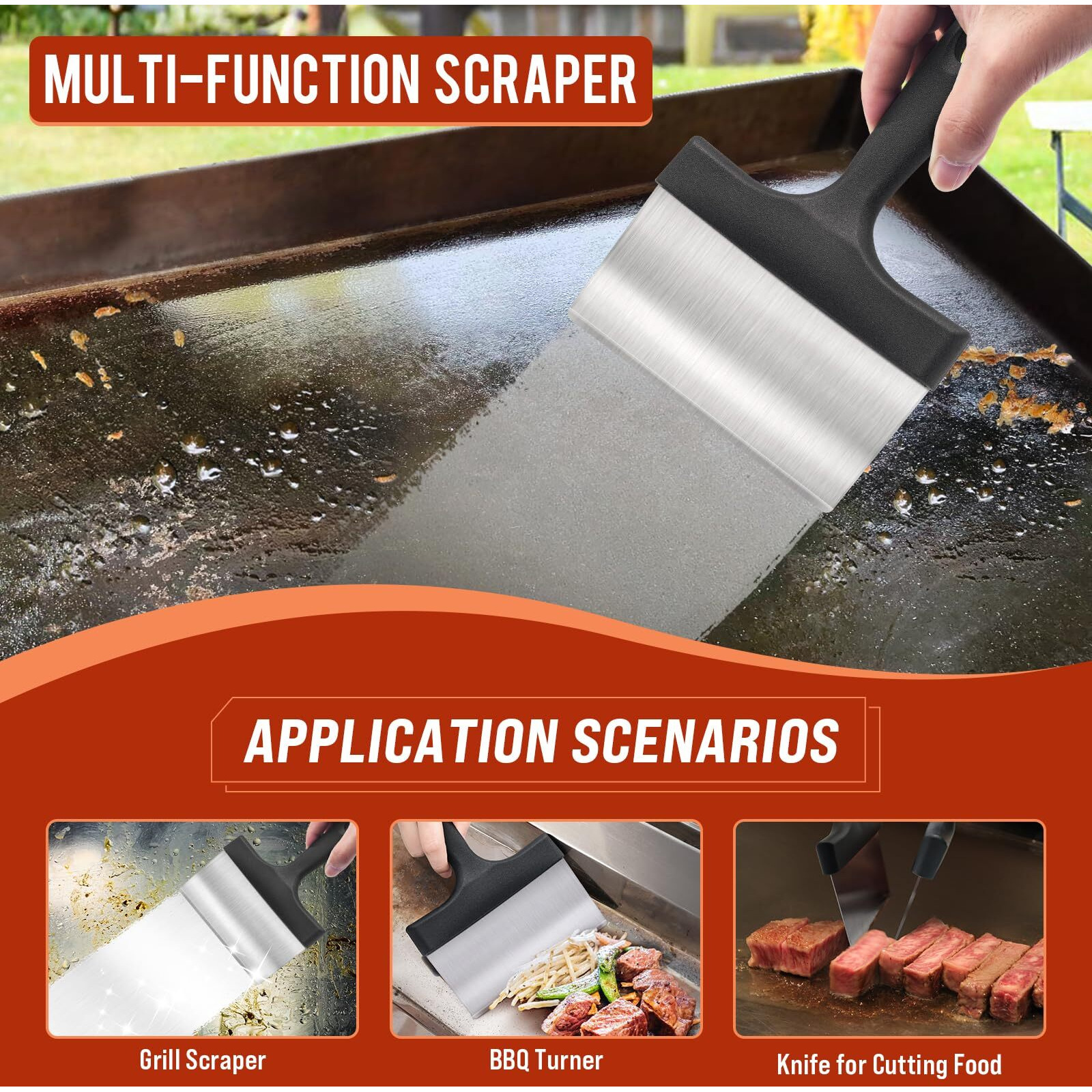 Griddle Cleaning Kit For Blackstone  Flat Top Grill Cleaning Kit With Grill Stone  Griddle Scraper & Griddle Brush Easy To Remove Stain