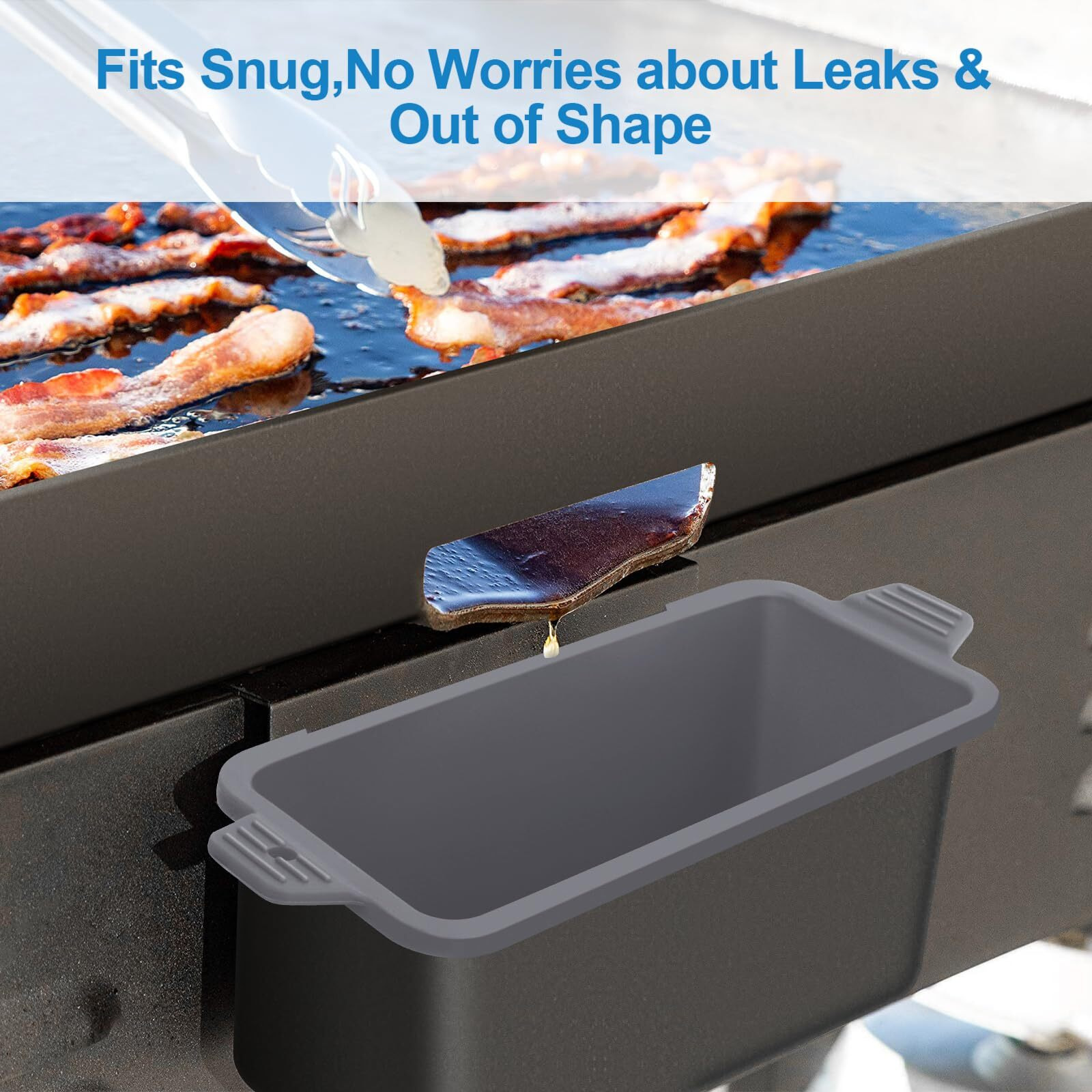 Oliggive 2 Pcs Silicone Grease Cup Liners For Blackstone 36 28 22 17 Inch Griddle Reusable Grease Catcher Cup Liner Grill Grease Tray Durable Drip Pans Blackstone Griddle Accessories Grey