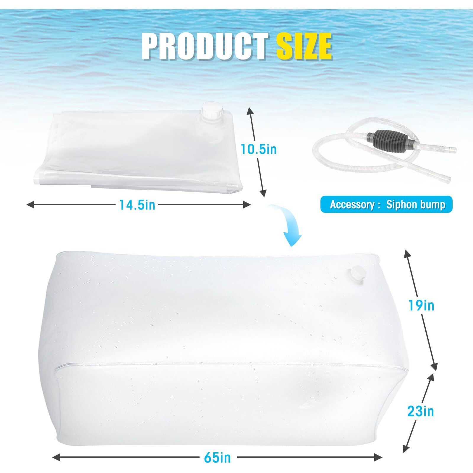 Zipcase Water Storage Bladder  100 Gallon Heavy Duty Food-Grade Plastic Bag  For Emergency Water Bank  Ideal For Bathtub Water Storage  Camping  Gardening And Agricultural Irrigation.