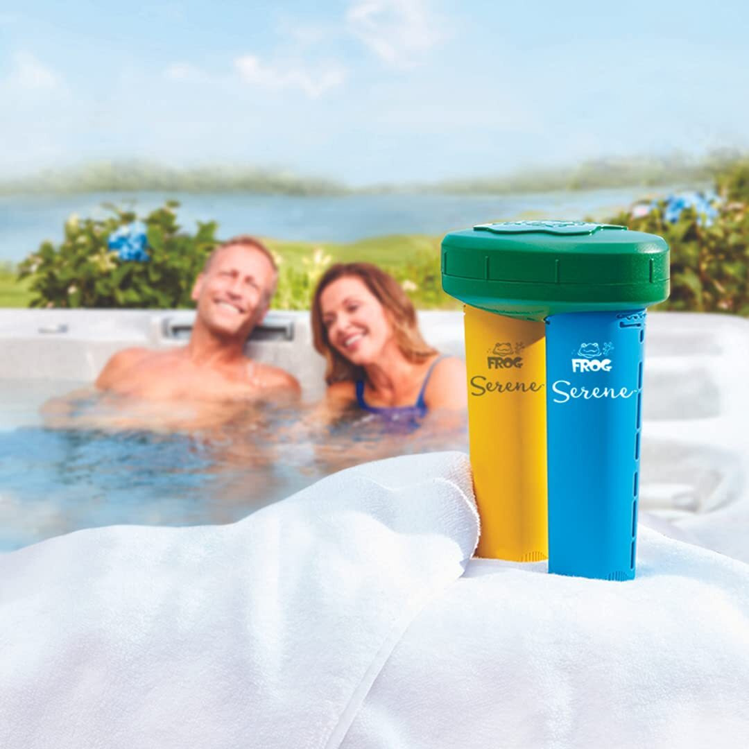 Frog Serene Cartridge Kit For Hot Tubs For Use Only With Frog Serene Floating Sanitizing Systems For Spas Up To 600 Gallons  Includes Frog Serene Mineral Cartridge And 3 Frog Serene Bromine Cartridges