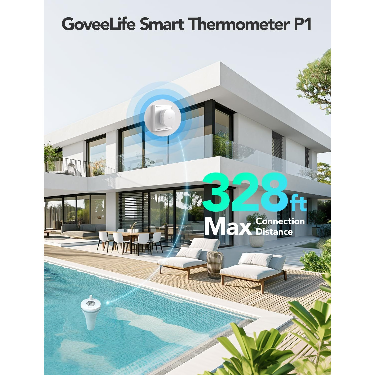 Goveelife Smart Pool Thermometer With Smart Gateway  Digital Swimming Pool Thermometer Temperature Monitor With Ipx7 Waterproof  Remote App Notification Alert For Ice Bath Tub  Fishbowl  Pond Hot Tub