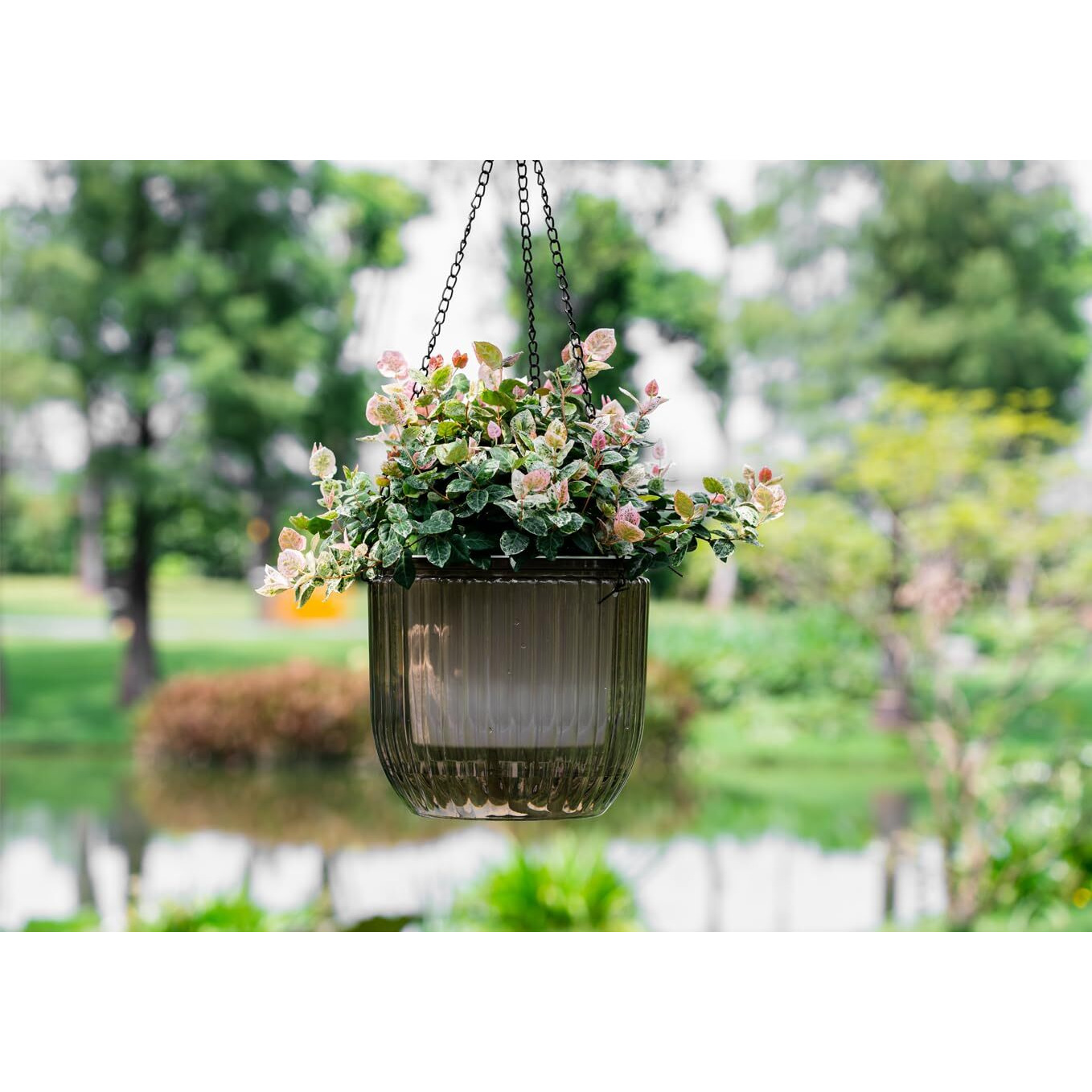 Melphoe 1 Pack Self Watering Hanging Planters Indoor Hanging Flower Pots  8.3 Inch Outdoor Hanging Plant Pot Basket  Plant Hanger With 3Hooks Drainage Holes For Garden Home