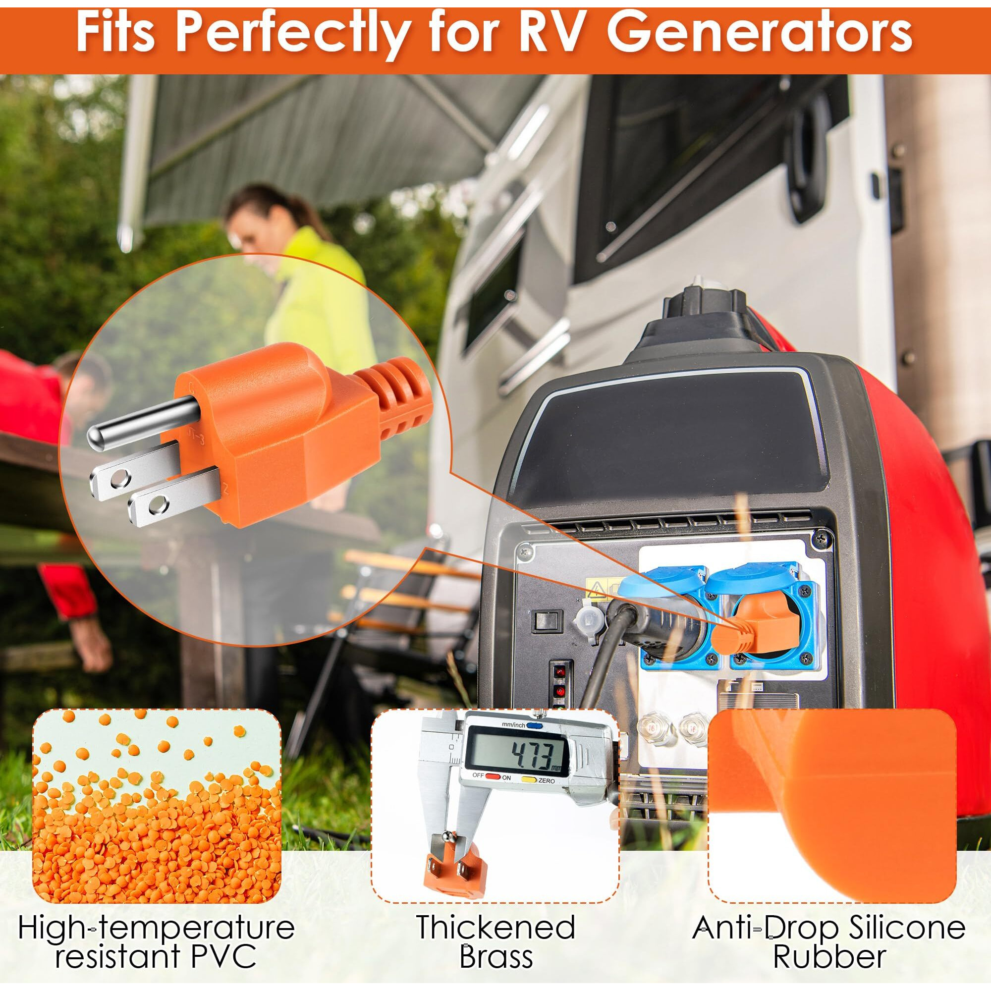 Dreyoo Neutral Ground Bonding Plug For Portable Inverter Generator  Grounding Plug Surge Protector Generator With Floating Neutral On Rv  Motorhome  Camper For Open Ground Error(Orange  1 Pack)