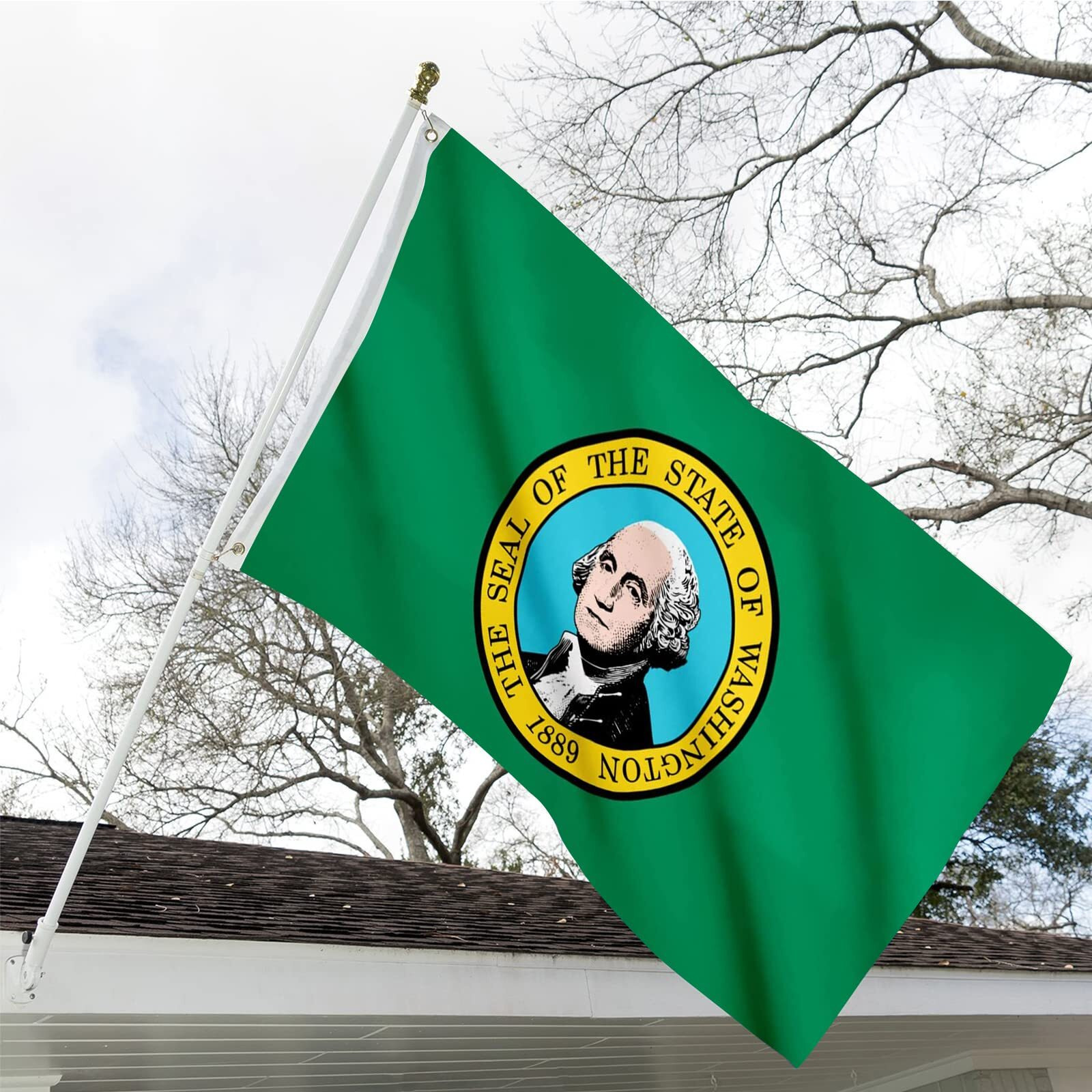 Washington State Flag 3X5 Ft Double Sided Outdoor Heavy Duty Wa State Flags 3 Ply With Durable Canvas Header And 2 Brass Grommets Vivid Colors