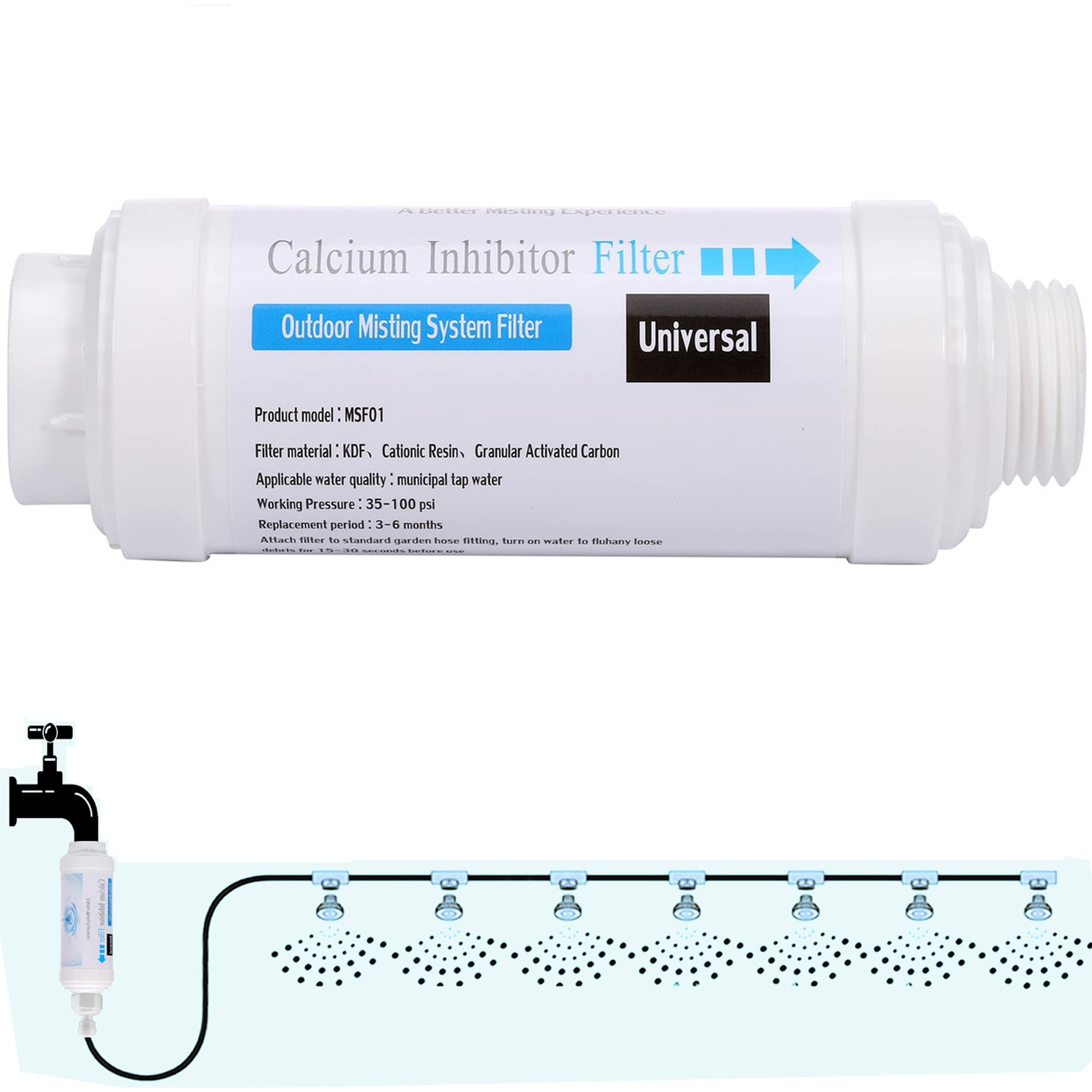 Mornajina Calcium Inhibitor Filter  Outdoor Misting System Protector For Mist Nozzle  Preventing Scale Buildup From Clogging Up