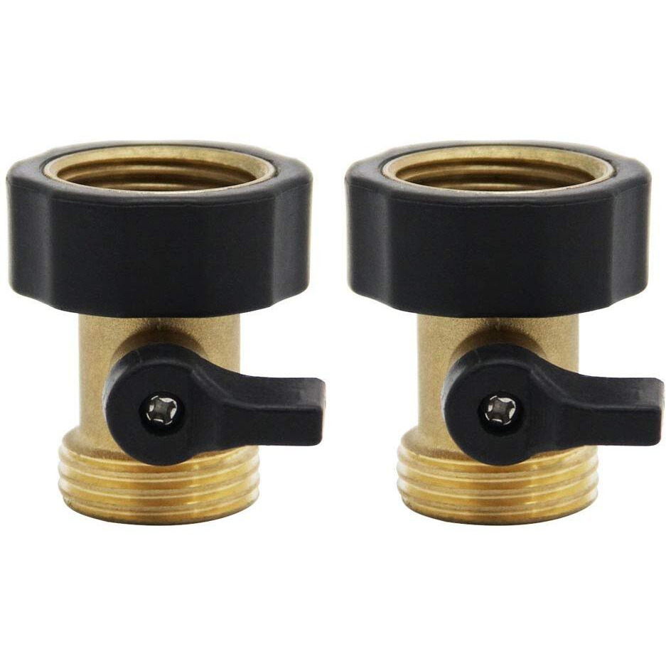 Twinkle Star Heavy Duty Brass Shut Off Valve Garden Hose Connector  Set Of 2  Twis3001