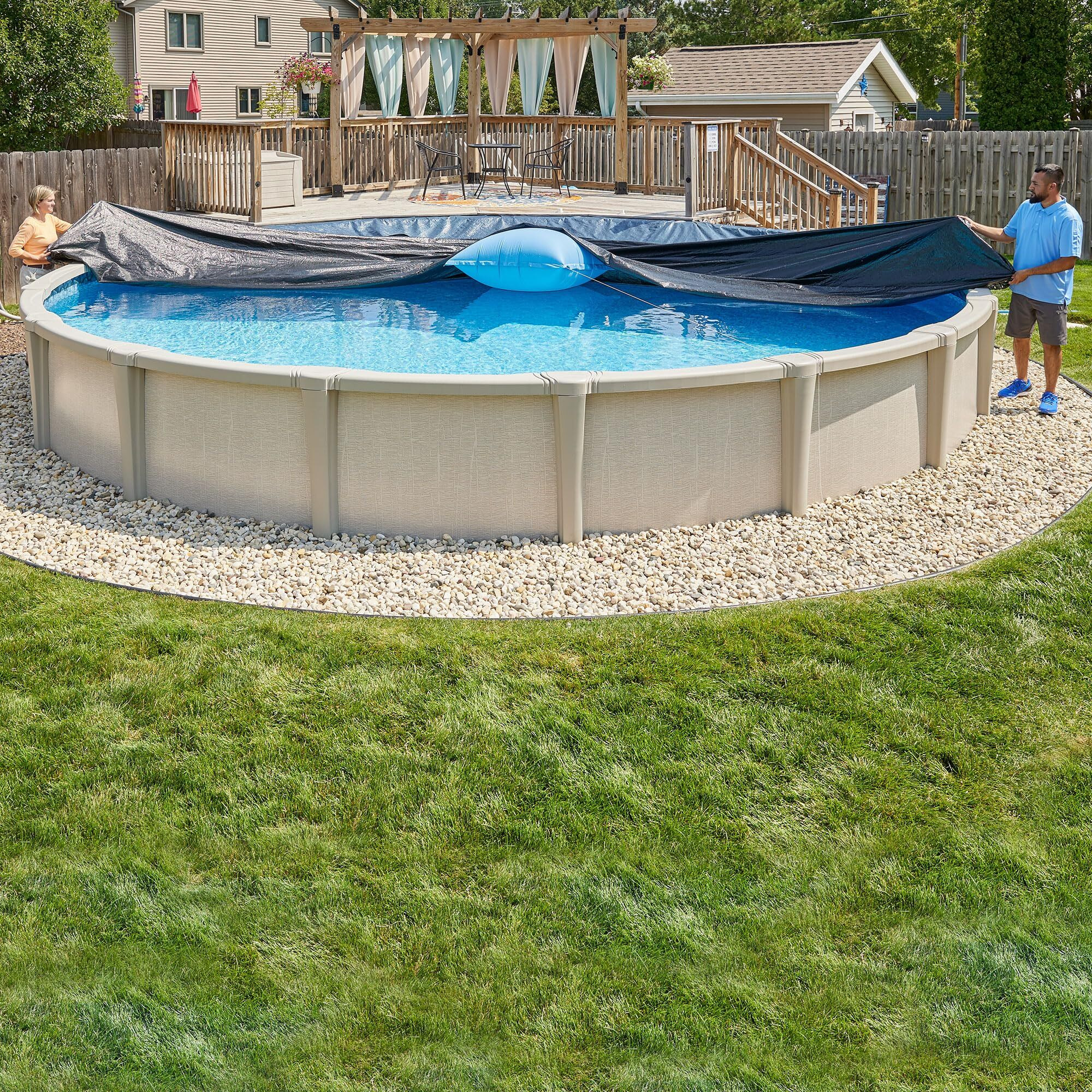 Dohenys Commercial-Grade Winter Pool Covers For Above Ground Pools | Featuring Exclusive Tear Resistant Weave | The Best Winter Covers For Le (12' X 18' Oval  Economy - 4 Yr.)