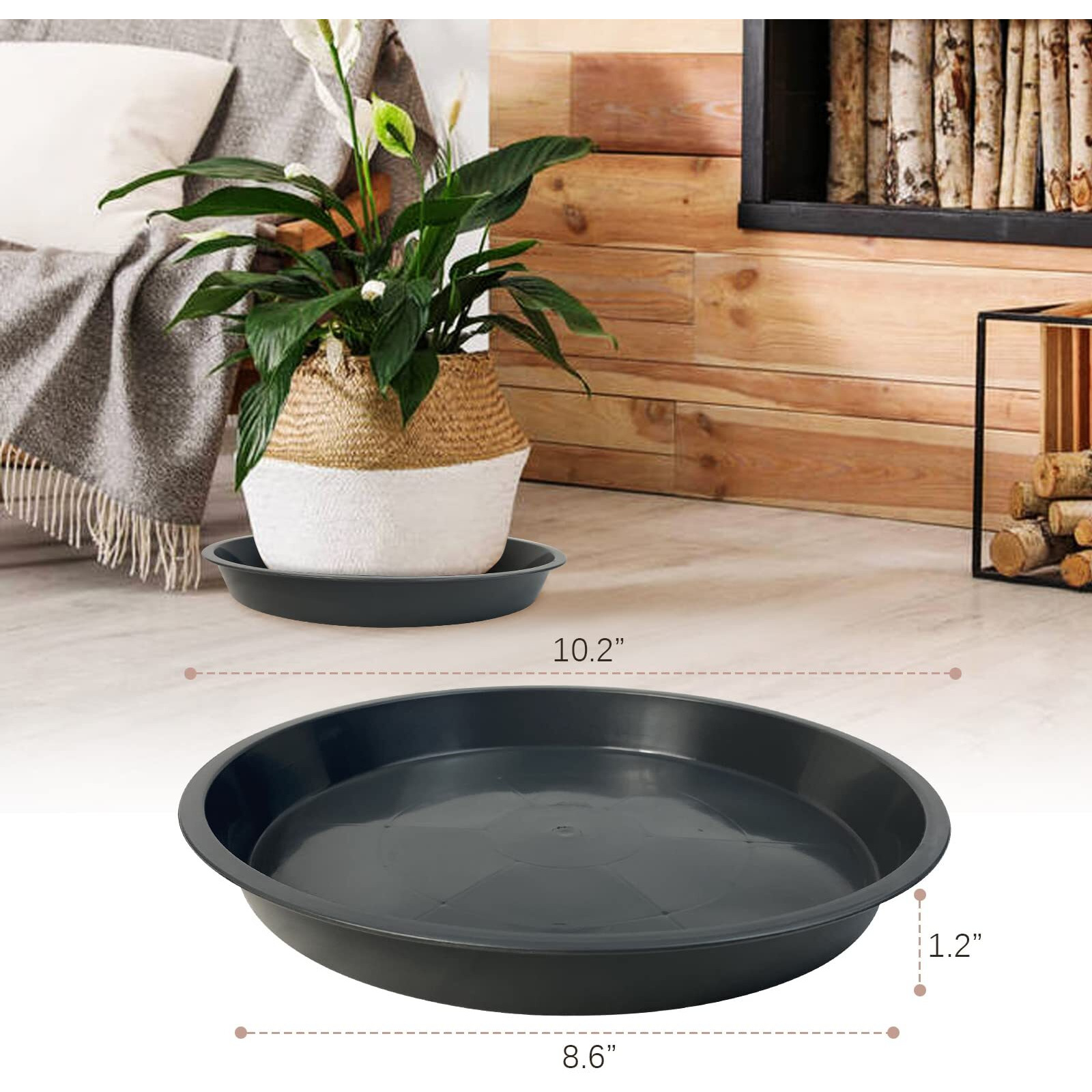 Dunpute 6 Pack Plant Saucer 4 6 8 10 12 14 16 18 20 22 Inch Plastic Plant Tray  Sturdy And Durable Flower Pot Container Accessories Plant Pot Saucers For Indoor And Outdoor (10 Inch  Gray)