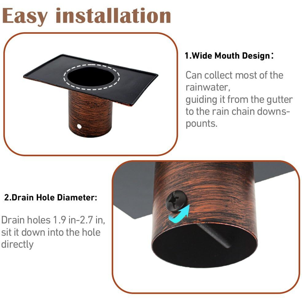 Dreamysoul Rain Chain Gutter Adapter  Metal Rain Catcher Chain Adapter For Rain Chain Installation  Standard