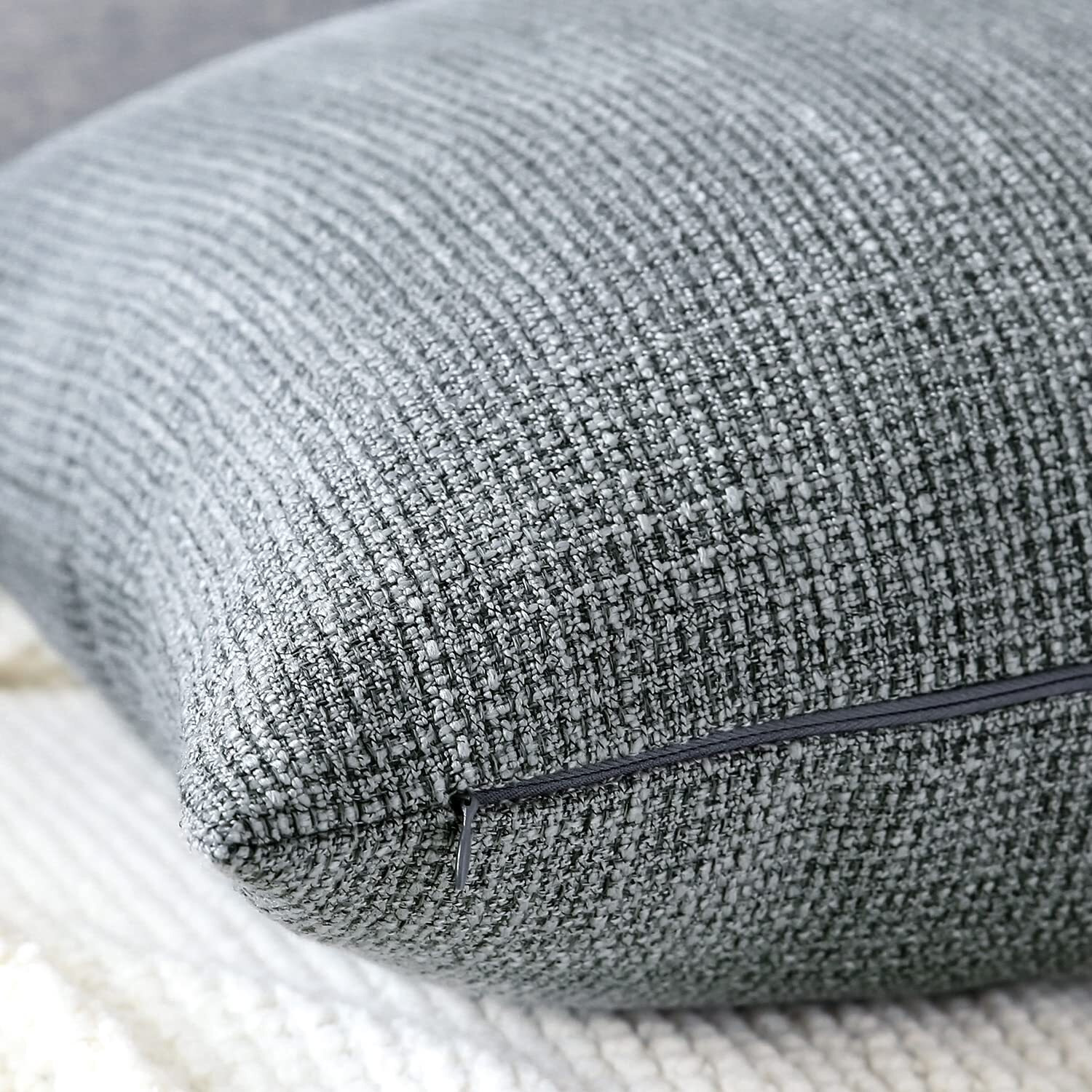 Otostar Linen Throw Pillow Covers Set Of 2 Decorative Square Pillowcases Cushion Covers 28X28 Inch For Home Decor Sofa Bedroom Car 70 X 70 Cm Dark Grey