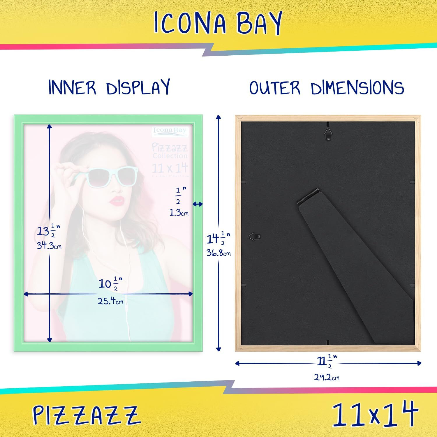 Icona Bay 11X14 Picture Frame  Pastel Green Solid Wood Scandinavian Style Frame For Photo  Pizzazz Collection
