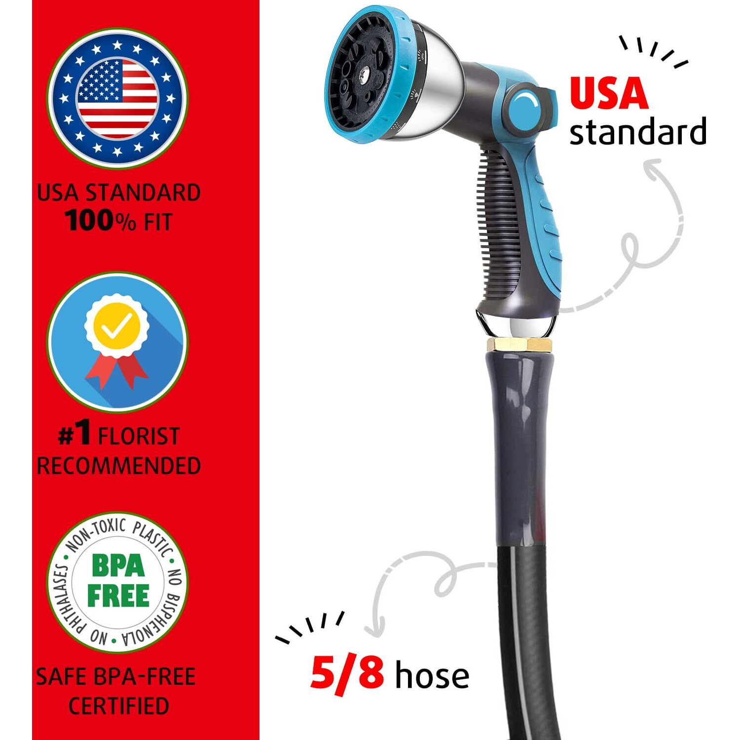 Ayayaboss Garden Hose Nozzle  Water Spray Nozzles For Garden Hose  Durable High Pressure Water Hose Sprayer Nozzle With 10 Patterns For Watering Plants  Washing Cars  Cleaning Patio  Showering Pets