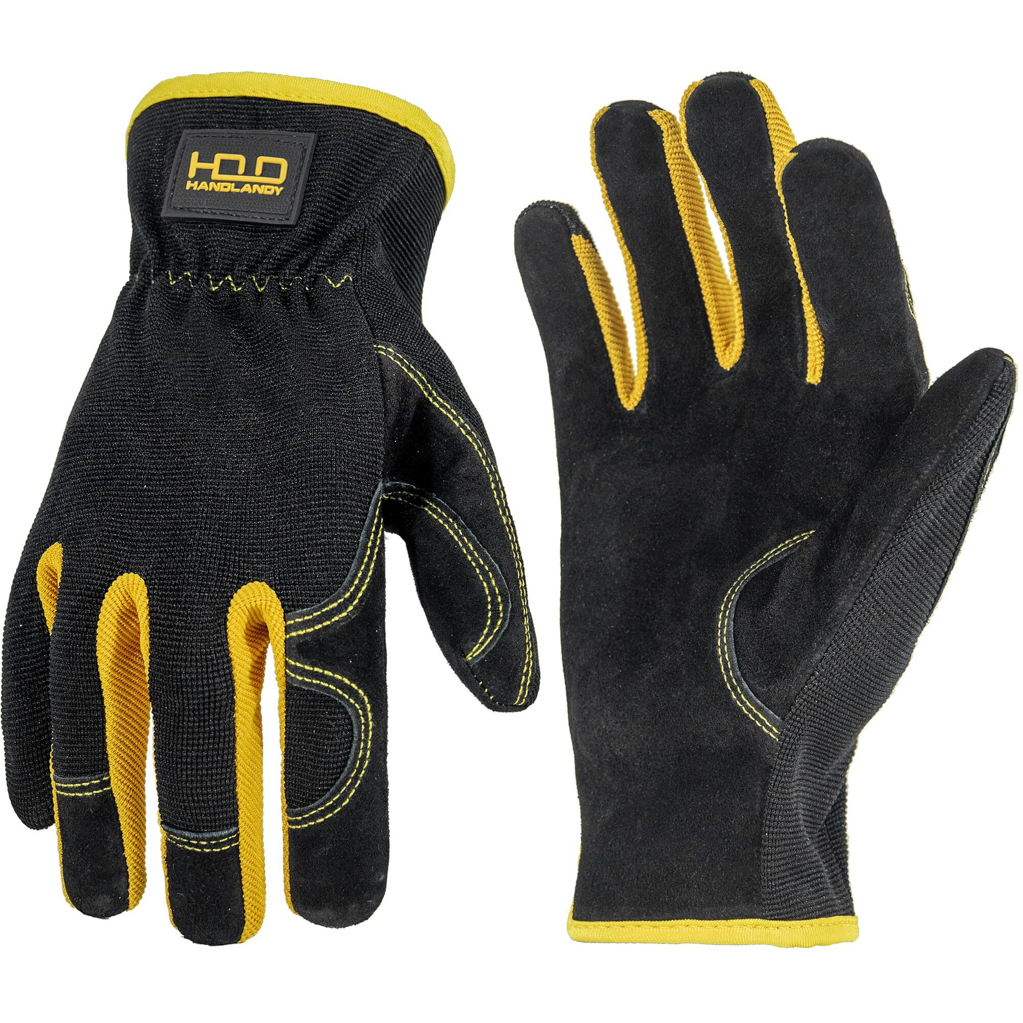 Handlandy Gardening Gloves For Men  Utility Breathable Leather Working Gloves For Yard Work Weeding Construction Driver (Black  Large (Pack Of 1))