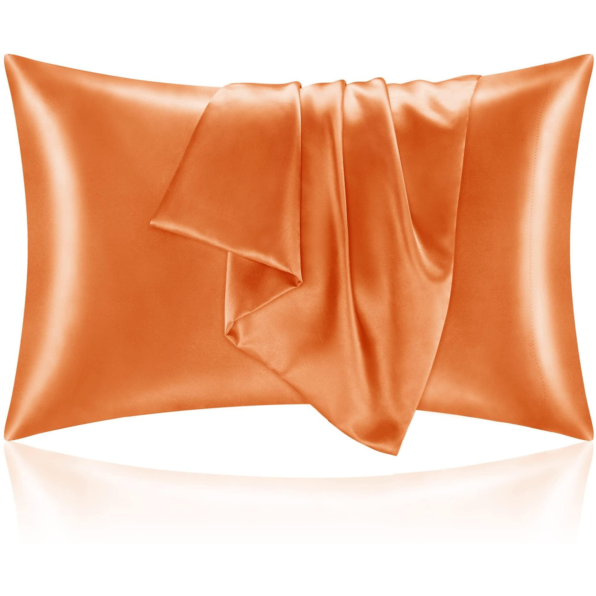 Bedelite Satin Pillowcase With Zipper  Burnt Orange Pillow Cases Queen Size Set Of 2  Super Soft And Cooling Similar To Silk Pillow Cases  Gift For Women Men(20X30 Inches)