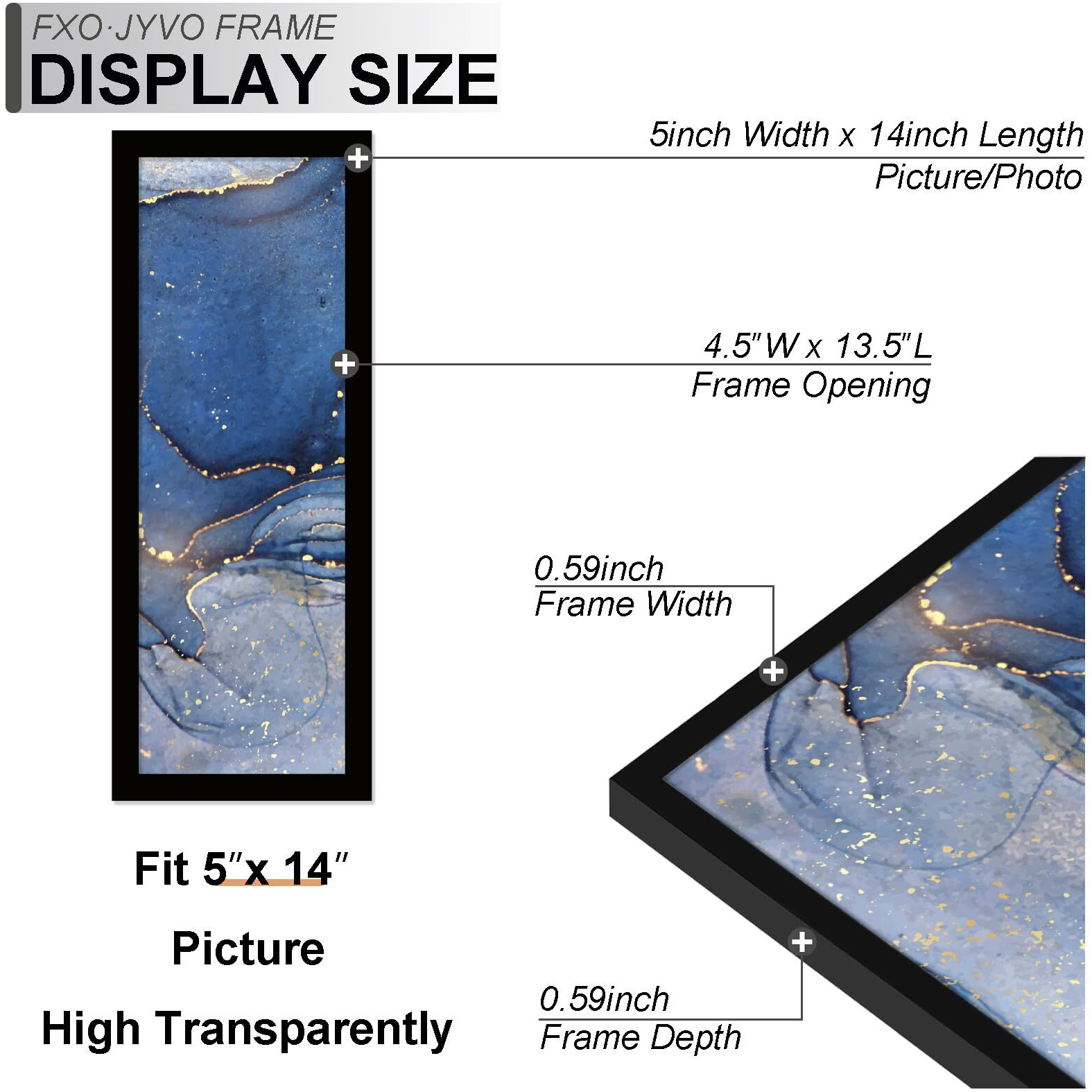Fxojyvo 5X14 Picture Frame  Black Frame For 5 X 14 Inch Picture Poster Photo  Light Weight And High Transparent 5 By 14 Frame For Wall - 1 Pack/Black/5"&quotX14""