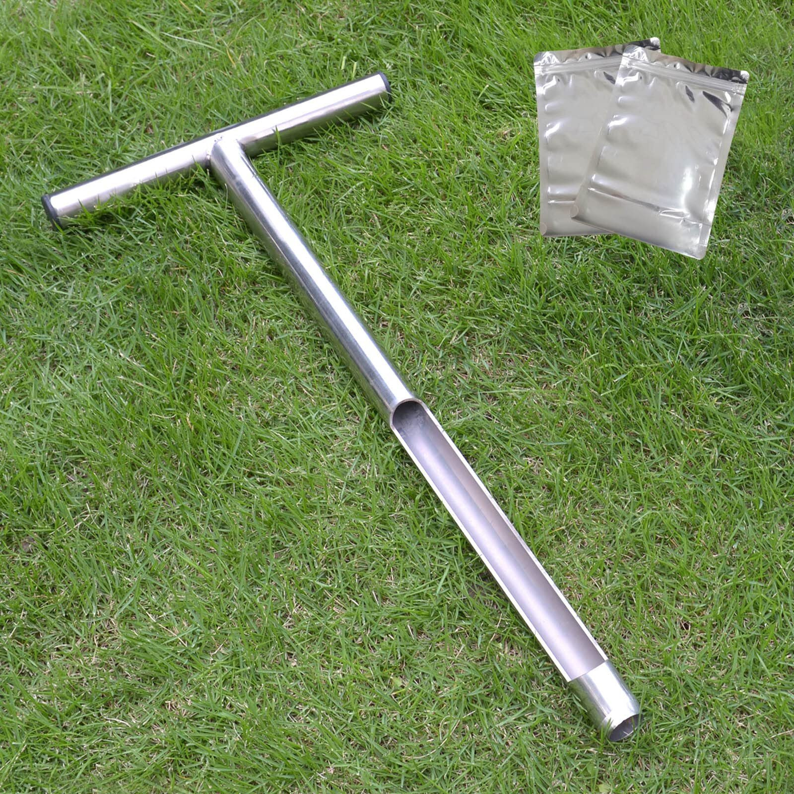 Soil Probe 20 Inch With 2 Bags  Soil Sample Probe For Lawn House Plants  T-Handle Soil Sampler Probe Rod  Stainless Steel Soil Test Kits Tool For Soil Sampling
