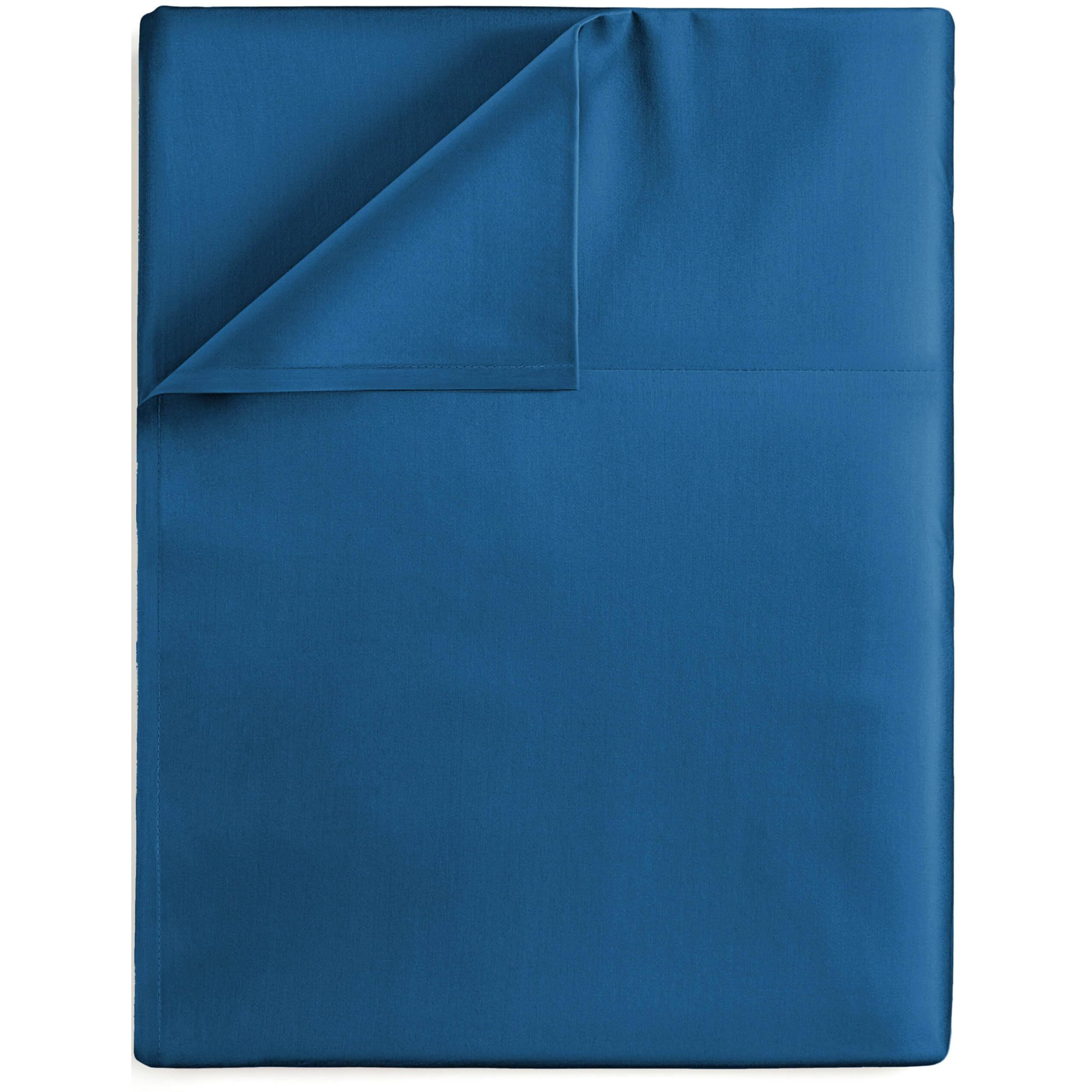 King Size Flat Bed Sheet - Hotel Luxury Single Flat Sheet Only - Wrinkle Free & Fade Resistant Flat Sheet - Extra Soft  Comfy & Breathable Flat Sheet For Women & Men - Royal Blue Top Flat Sheet Only
