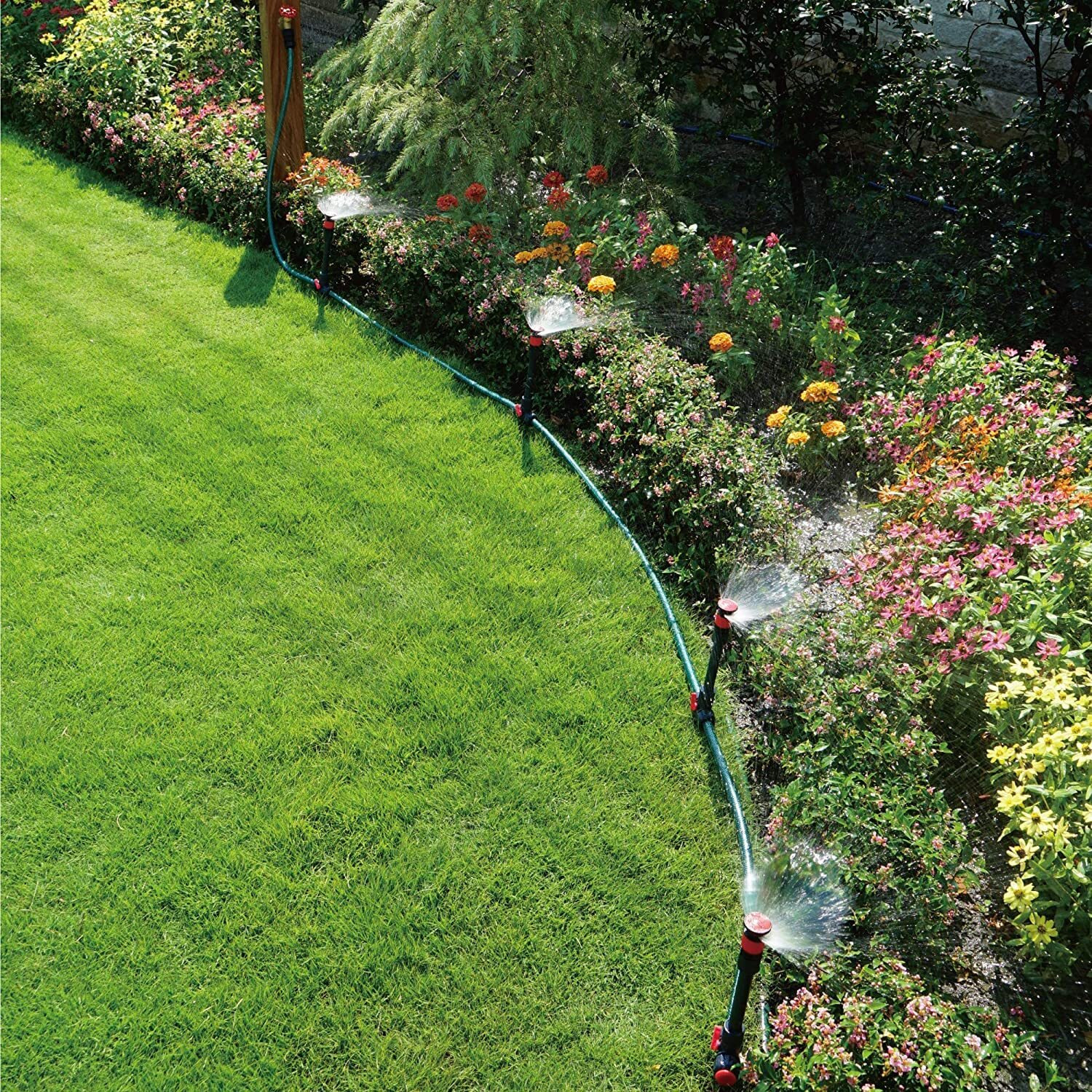 Eden 98063 Multi-Adjustable Flex Design Above Ground Irrigation Garden Sprinkler System  Sprinkler & Hose  Diy Plant Watering Set