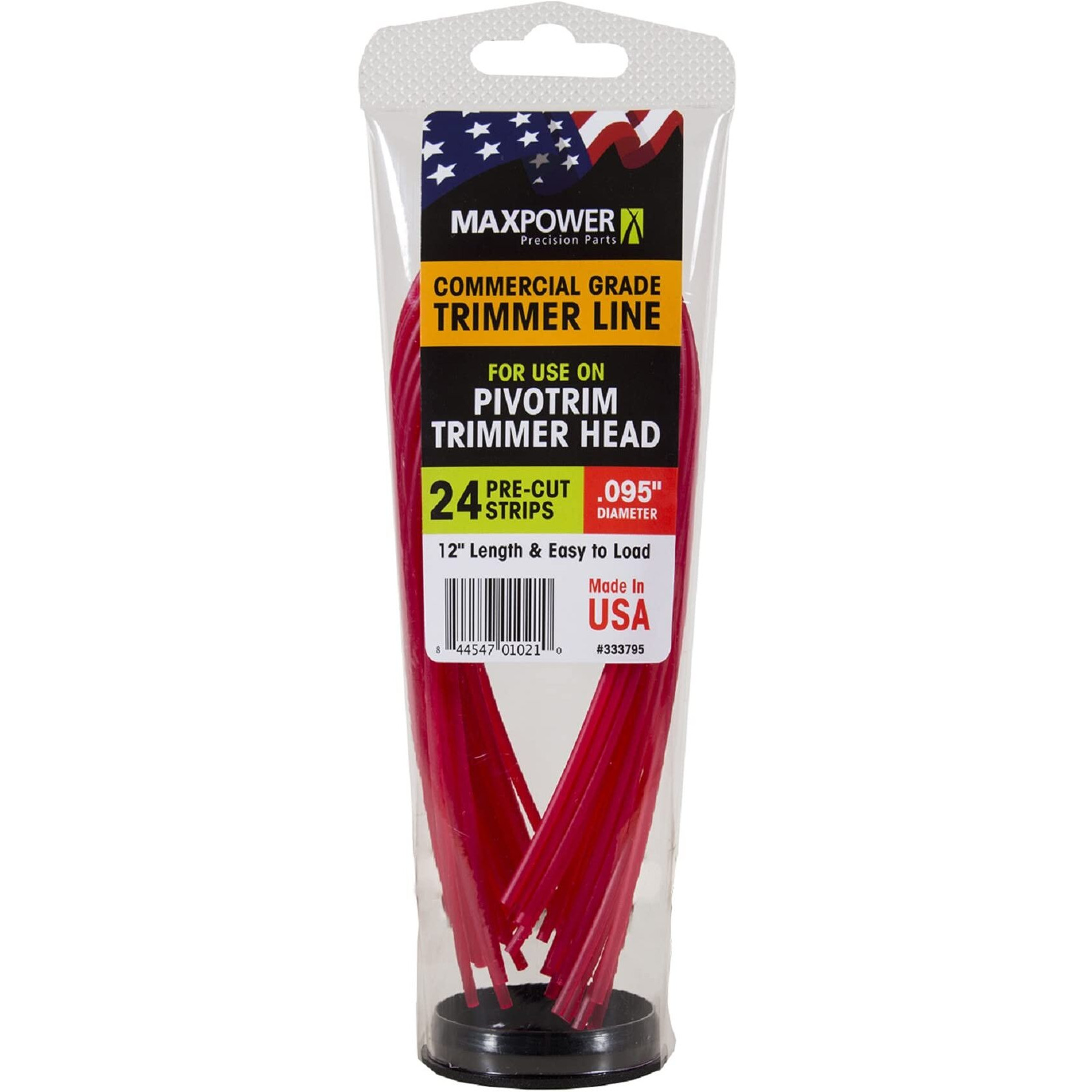 Maxpower 333795 Pivotrim Commercial Grade Trimmer Line Replacement Strips .095"" X 12"" - 24 Strips White