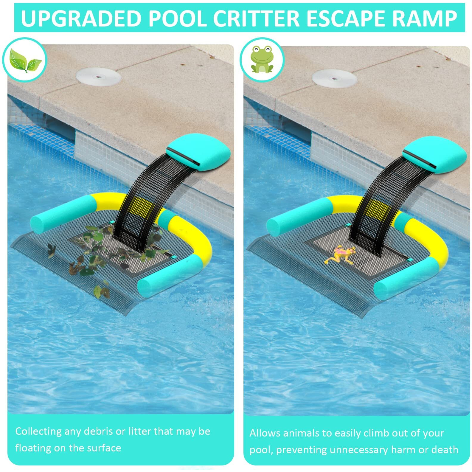 Poolvio Animal Saving Escape Ramp For Pool  Save Critters In Swimming Pool Device Handy  Pool Accessories In Floating Ramp Rescues Saving Frogs  Toads Animal Mice  Birds