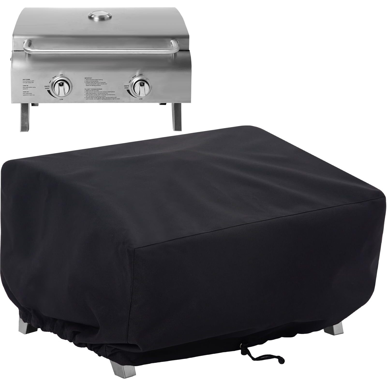 Noelife 24 Inch Tabletop Grill Cover For Cuisinart Cgg-306/ Cgg-059  Pit Boss 75275/ Pb336Gs/ Pb100P1  Waterproof Outdoor Bbq Grilling Griddle Accessories  Black (Cover Only)
