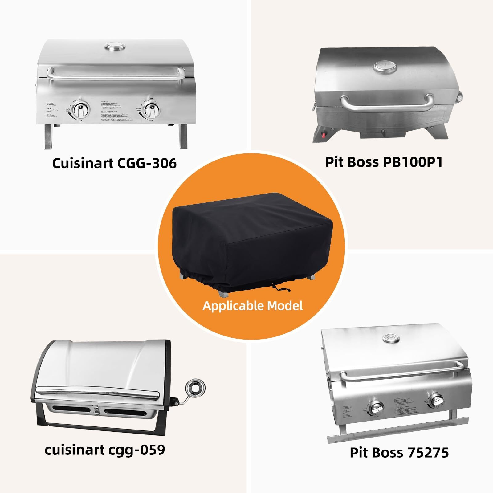 Noelife 24 Inch Tabletop Grill Cover For Cuisinart Cgg-306/ Cgg-059  Pit Boss 75275/ Pb336Gs/ Pb100P1  Waterproof Outdoor Bbq Grilling Griddle Accessories  Black (Cover Only)