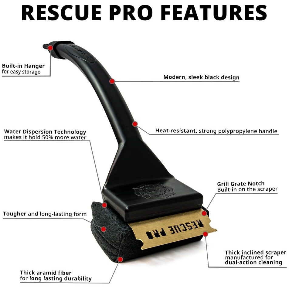Grill Rescue Bbq Replaceable Scraper Cleaning Head  [Rescue-Upgraded]  Bristle Free  Durable And Unique Scraper Tools For Cast Iron Or Stainless-Steel Grates  Barbecue Cleaner (Rescue Pro)