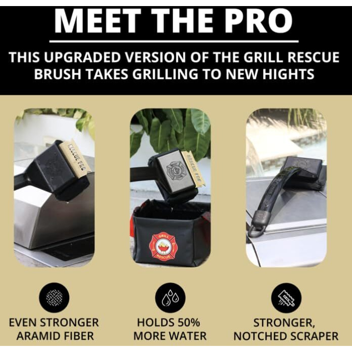 Grill Rescue Bbq Replaceable Scraper Cleaning Head  [Rescue-Upgraded]  Bristle Free  Durable And Unique Scraper Tools For Cast Iron Or Stainless-Steel Grates  Barbecue Cleaner (Rescue Pro)
