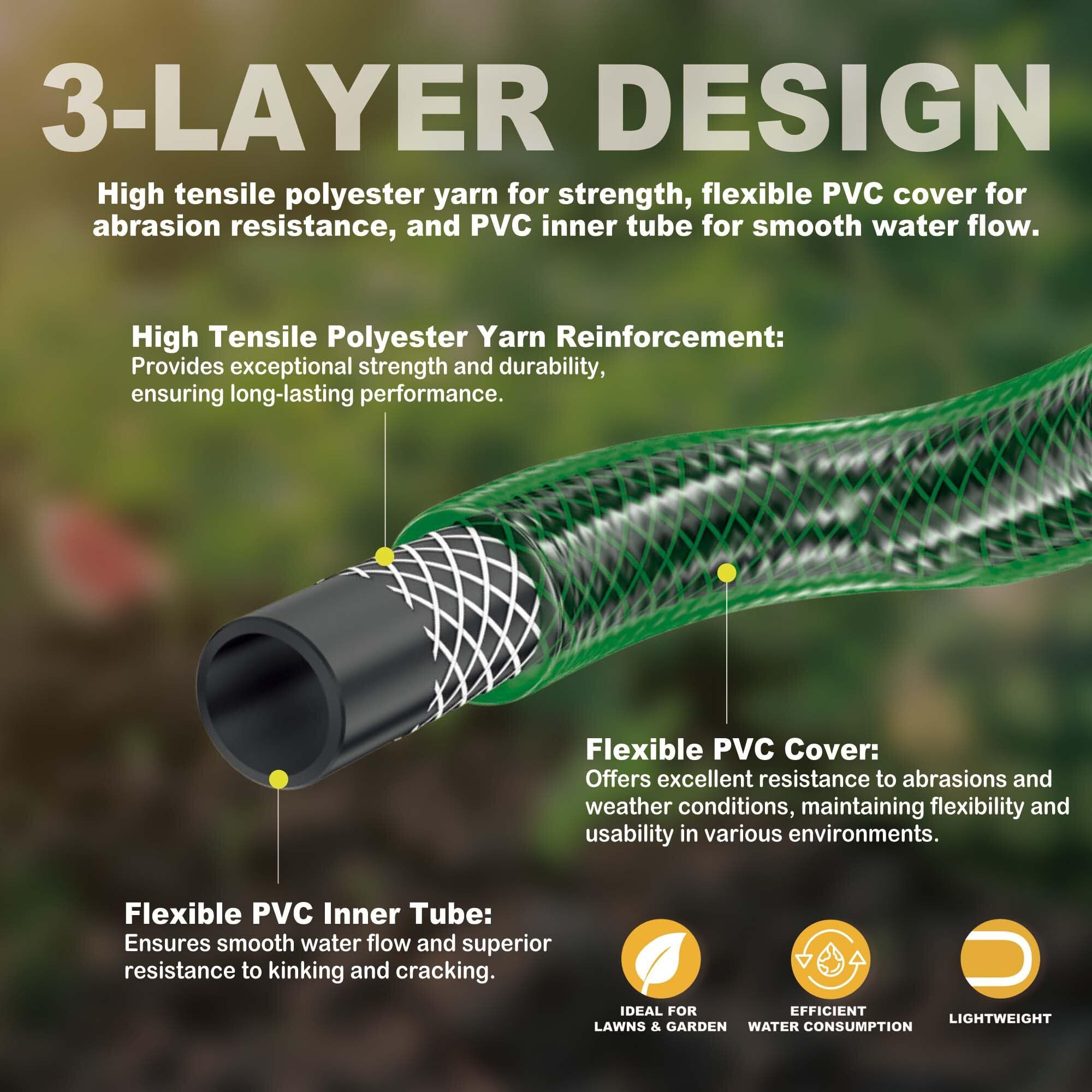 Garden Hose Leakproof For Gardener 1/2  Pvc Water Hoses With Ght Fittings - 4 Ft No Kink And Flexible For Outdoor