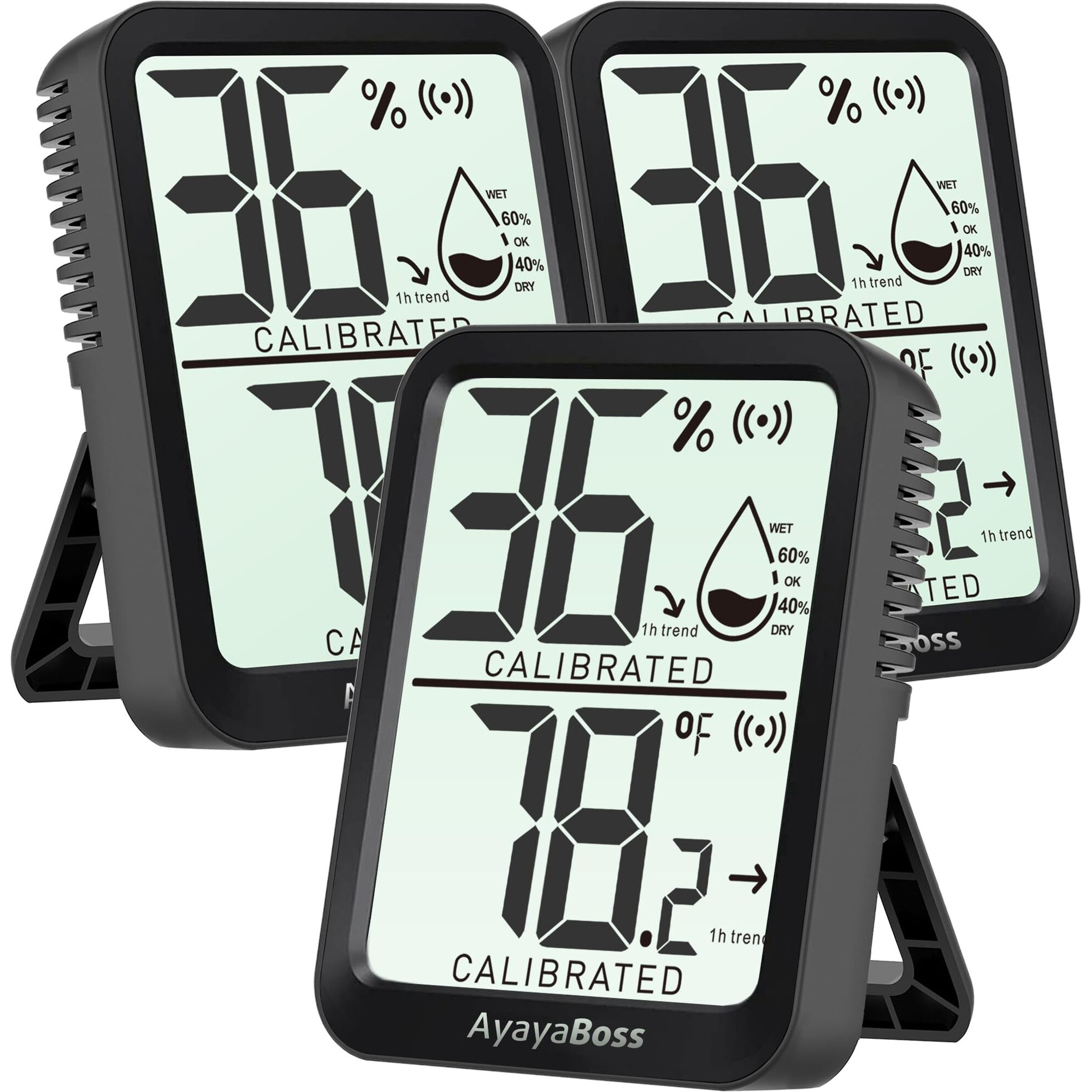 Ayayaboss 3 Pack Room Thermometer Indoor  Thermometer Hygrometer For Home  Humidity Gauge  Temperature And Humidity Monitor  Digital Sensor Humidity Meter For Bedroom  Pet  Plant - Mini Size
