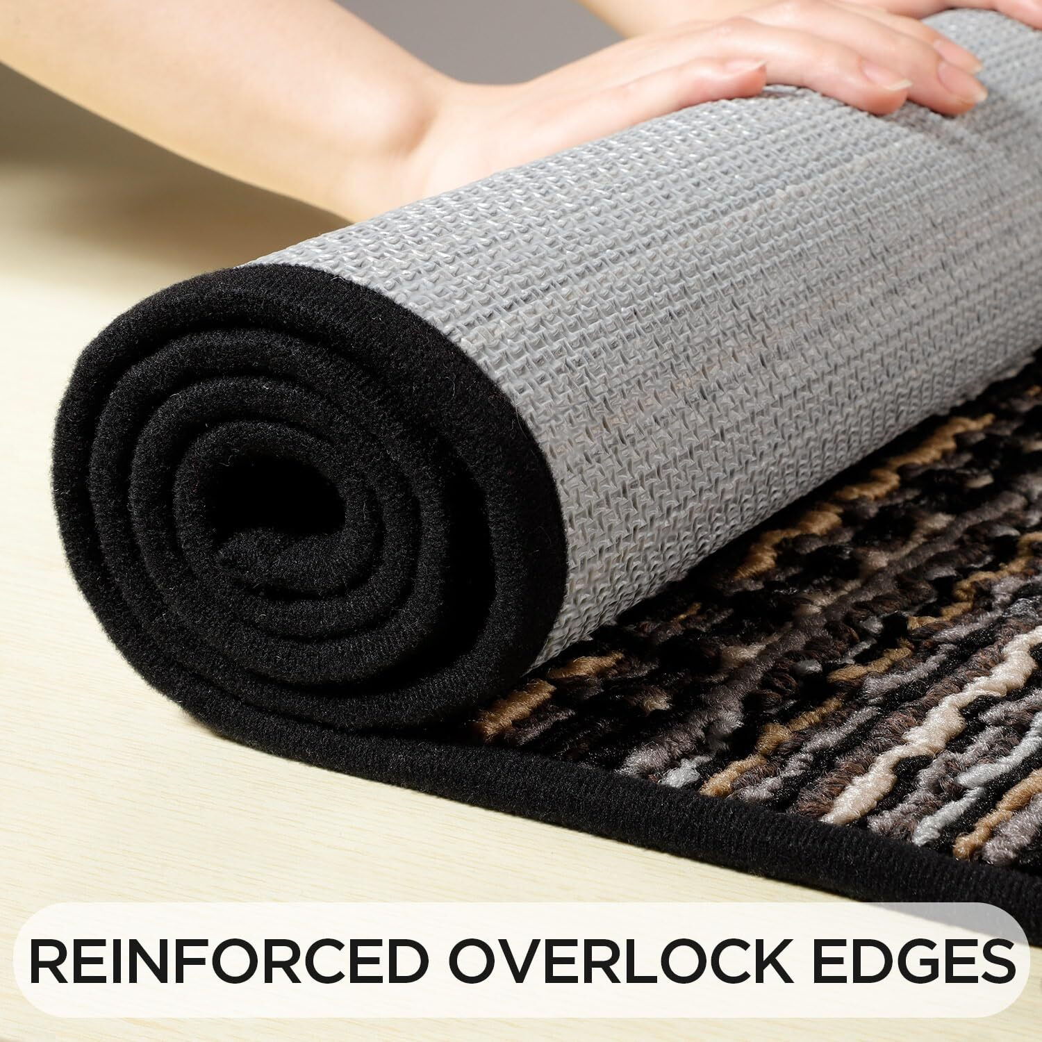 Hicorfe Indoor Doormat 24"&quotX35"" Front Back Door Mat Durable Non Slip Rubber Backing Low-Profile Absorbent Resist Dirt Washable Entrance Inside Floor Mat For Entryway Hallway Porch Patio(Black)