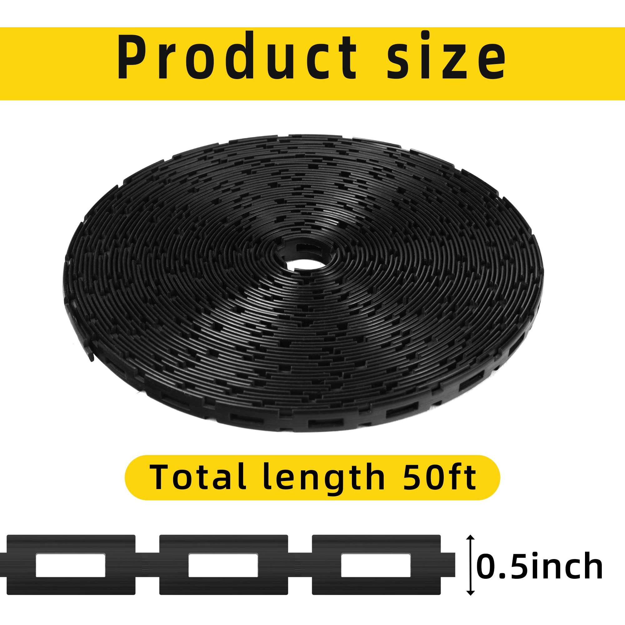 Codree 50 Ft Plastic Chain Lock Tree Tie-1/2 Inch Wide Adjustable Tree Support Straps For Staking-Flexible Reusable Cable Plant Tree Ties For Leaning Tree Garden Accessories