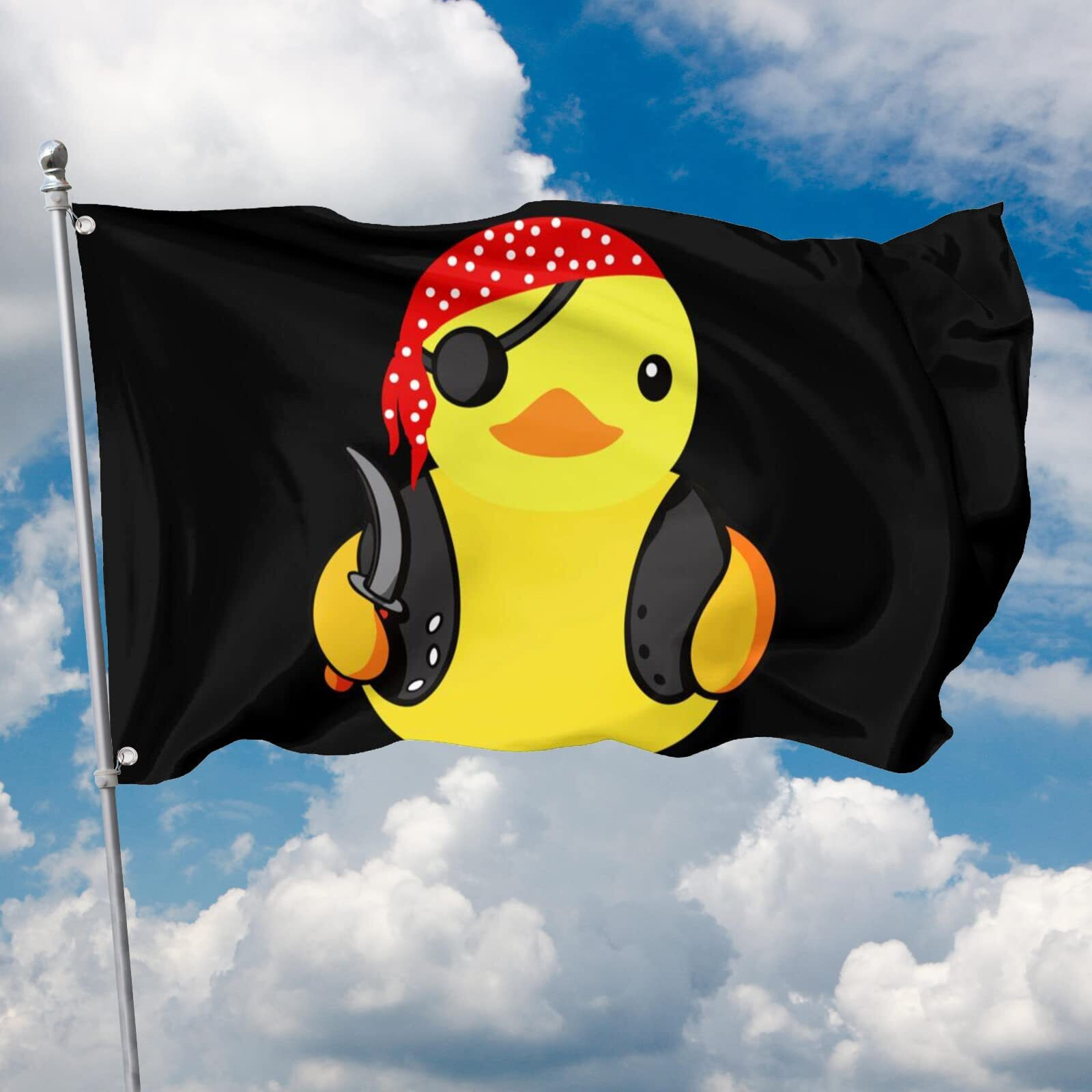 Pirate Rubber Duck Flag 3X5 Ft Outside Viking Flag Garden Yard Banner Outdoor Decorative Sign