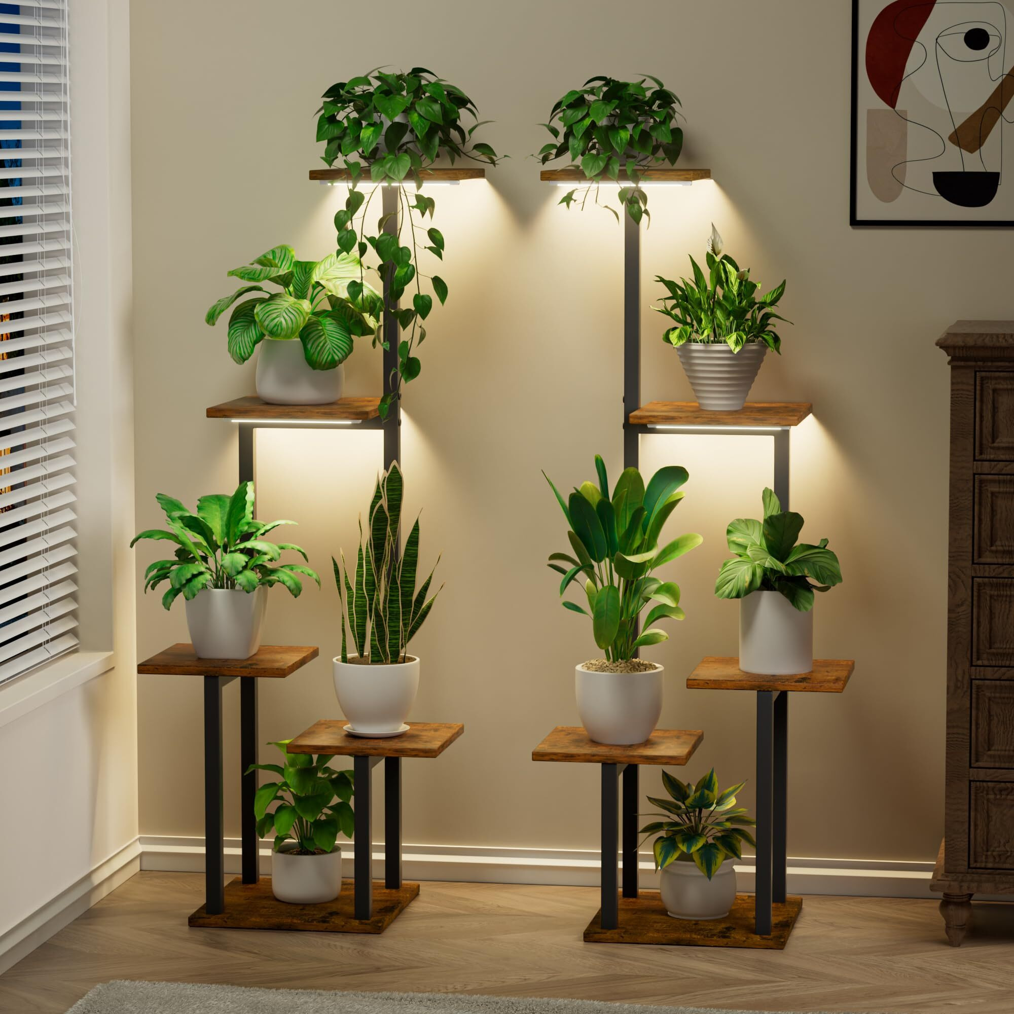 Plant Stand Indoor With Grow Light - 2 Pack Metal Plant Shelf For Indoor Plants Multiple  5 Tiered Corner Plant Stand Shelves  Plant Rack Display Flower Holder For Living Room Patio Balcony DCor