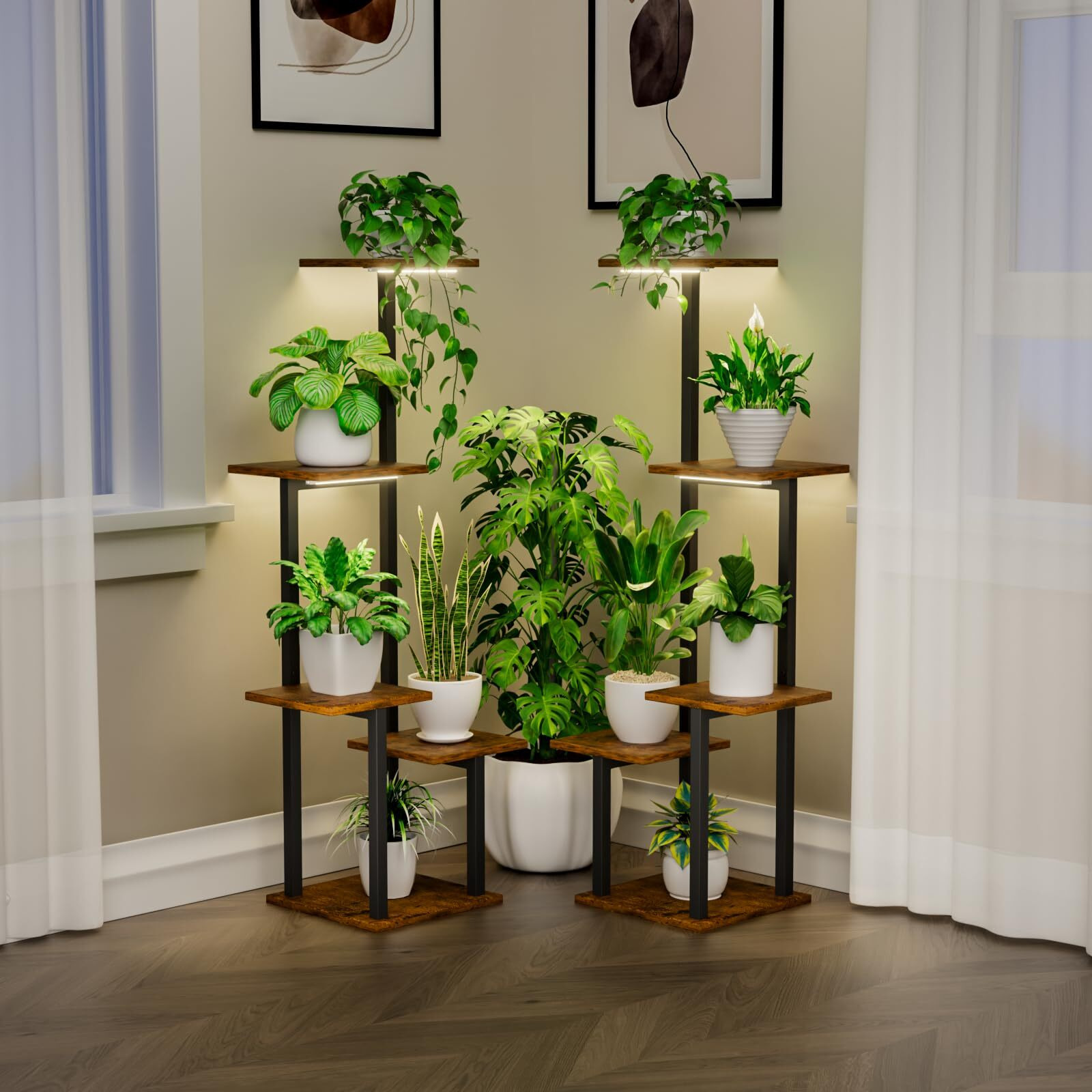 Plant Stand Indoor With Grow Light - 2 Pack Metal Plant Shelf For Indoor Plants Multiple  5 Tiered Corner Plant Stand Shelves  Plant Rack Display Flower Holder For Living Room Patio Balcony DCor