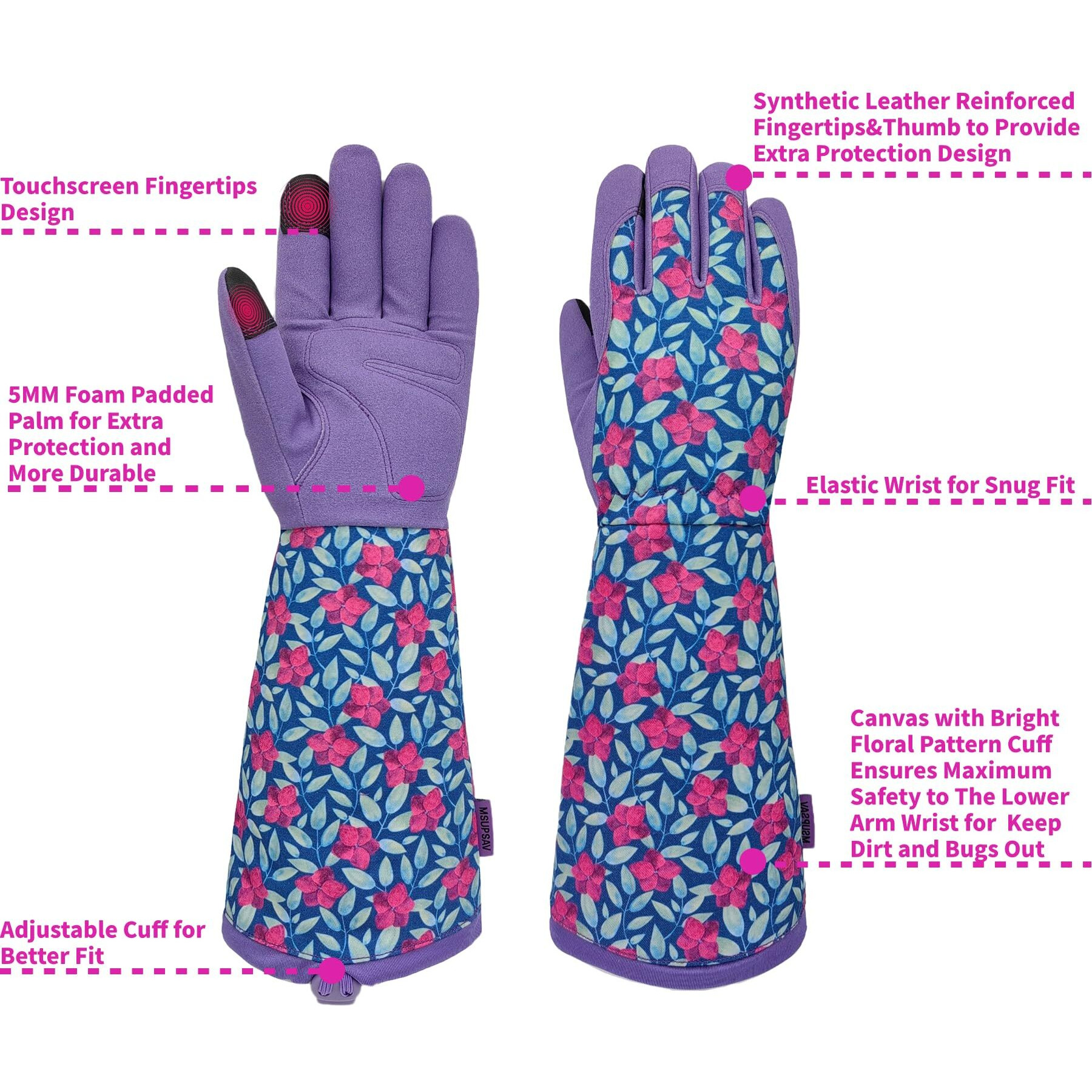 Msupsav Womens Garden Gloves Thorn Proof Long Gardening Gloves Rose Gloves Cactus Gloves Work Gloves For Women Gardening Gifts&Birthday Gifts(Medium  Purple)