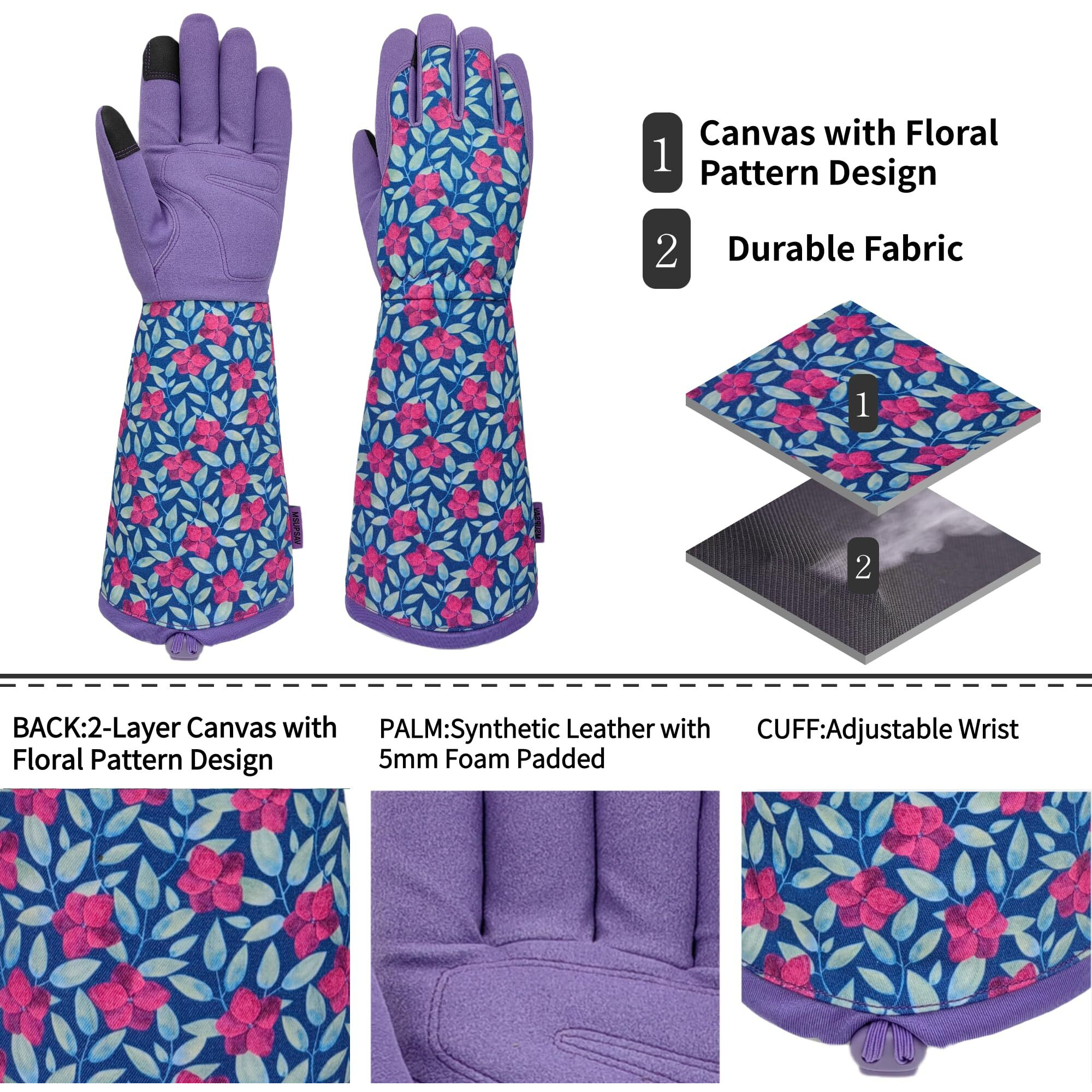 Msupsav Womens Garden Gloves Thorn Proof Long Gardening Gloves Rose Gloves Cactus Gloves Work Gloves For Women Gardening Gifts&Birthday Gifts(Medium  Purple)