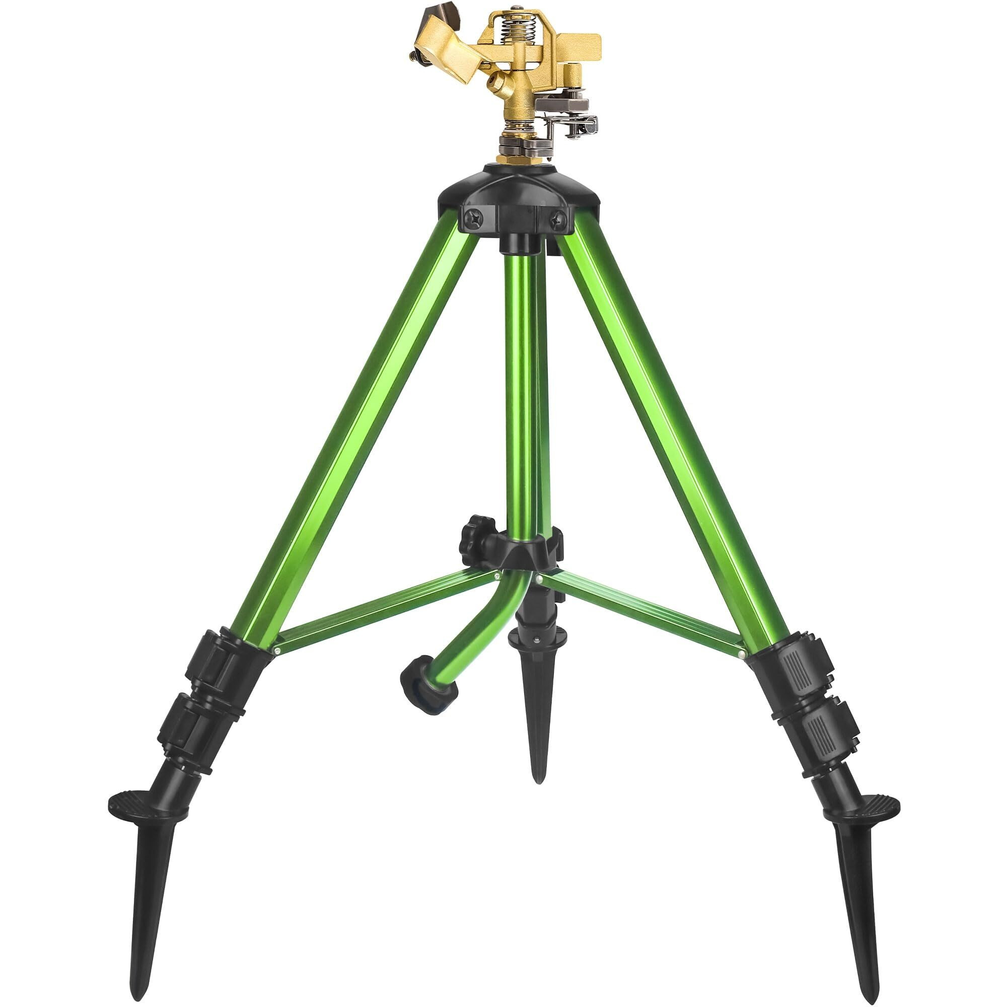 Triumpeek Impact Sprinkler On Tripod Base With Stakes  360 Degree Large Area Coverage Irrigator With Extension Legs  Adjustable Brass Sprinkler Head Nozzle And 3/4"" Nh Inlet Hose Connection (1)